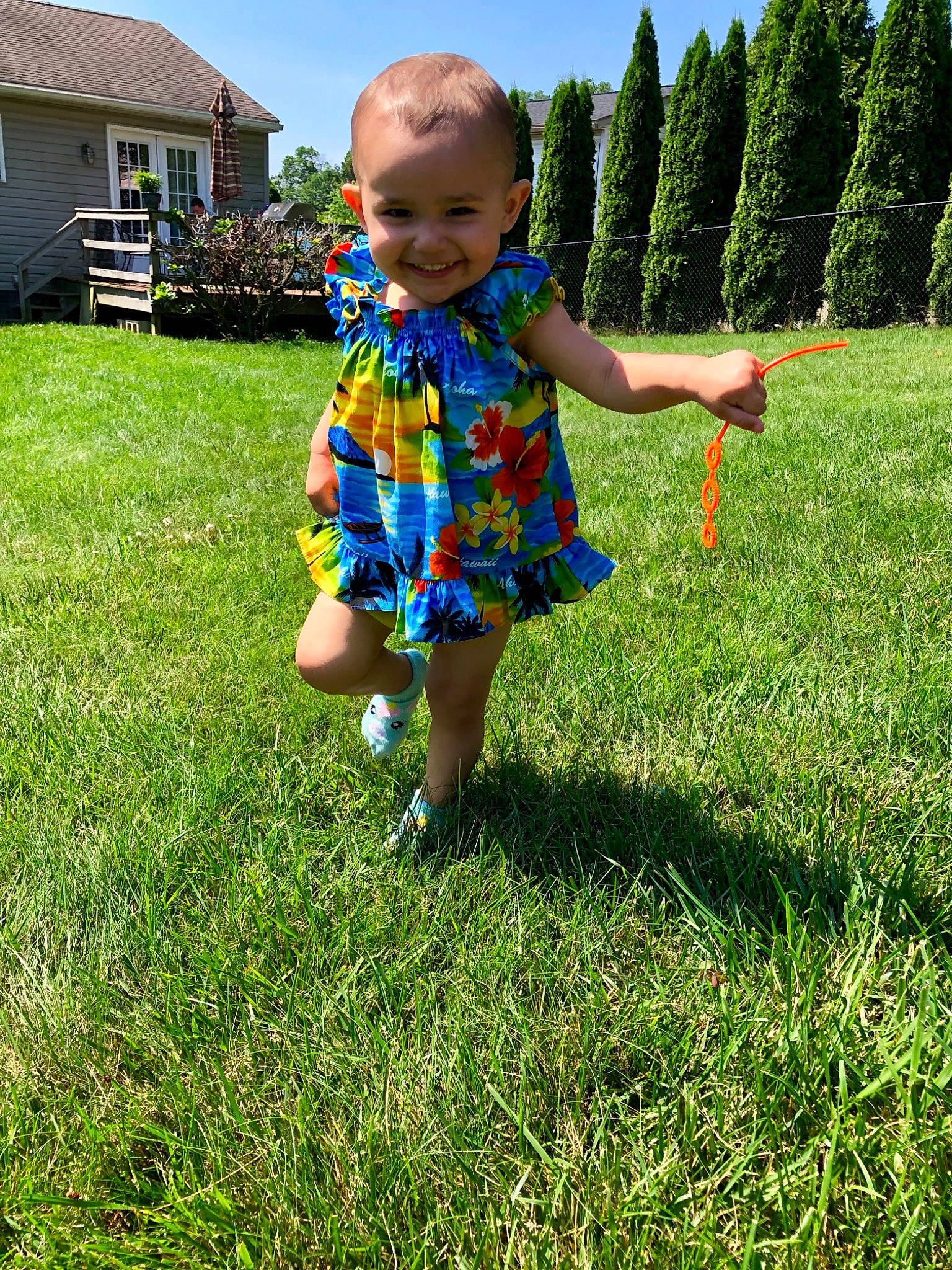 Lothia is registered to the contest to win money with this photo: backyard, child, fun, garden, grass, grass_family, grassland, green, joy, lawn, leaf, meadow, person, plant, play, summer, toddler, tree, vacation, yard