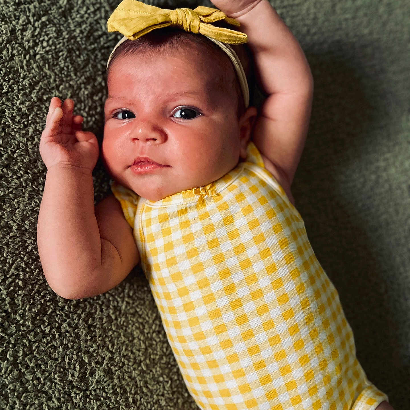 Elsie joined the competition — help win amazing prizes! accessories, baby, bodypart, bonnet, clothing, dress, face, finger, hand, happy, hat, head, headband, homedecor, newborn, person, photography, portrait, sitting, smile