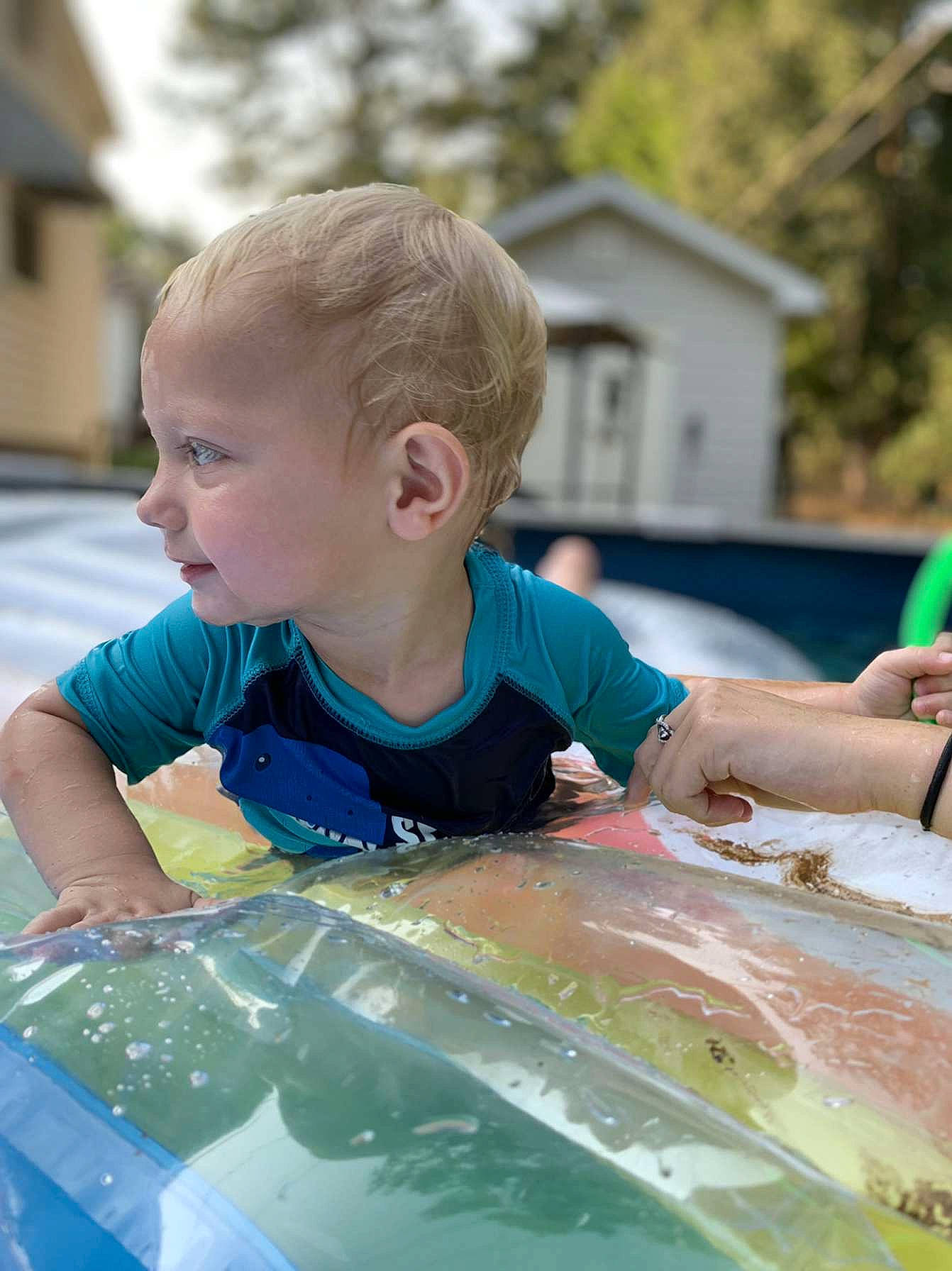Kasey joined the competition — help win amazing prizes! arm, automotive_window_part, body_of_water, fun, glass, grass, green, hand, happy, hood, leisure, person, recreation, summer, t_shirt, toddler, tree, water, window, windshield