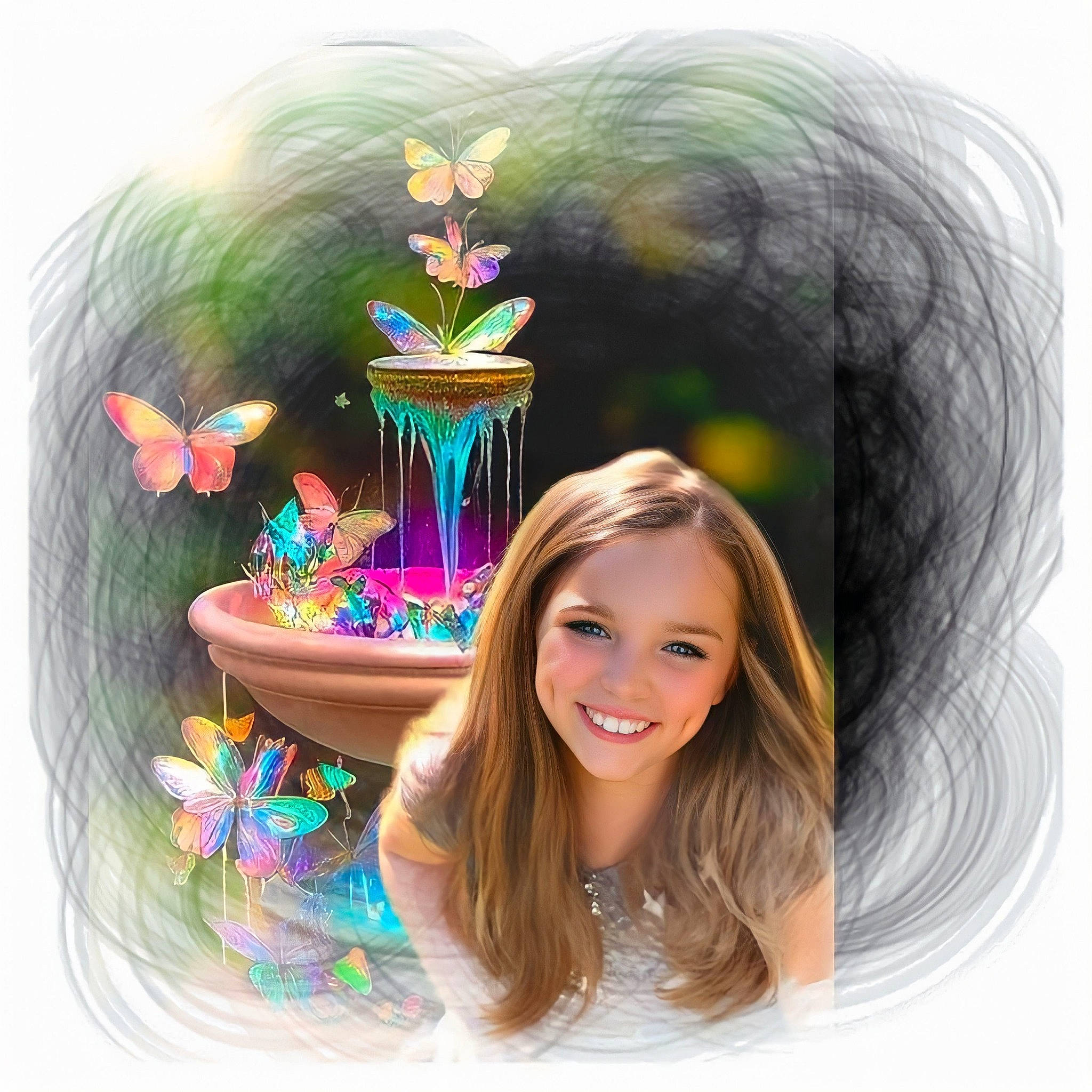 Ashlee is registered to the contest to win money with this photo: art, brown_hair, circle, eyelash, fashion_accessory, feather, flower, font, fun, grass, happy, headpiece, illustration, jewellery, joy, long_hair, magenta, painting, person, plant