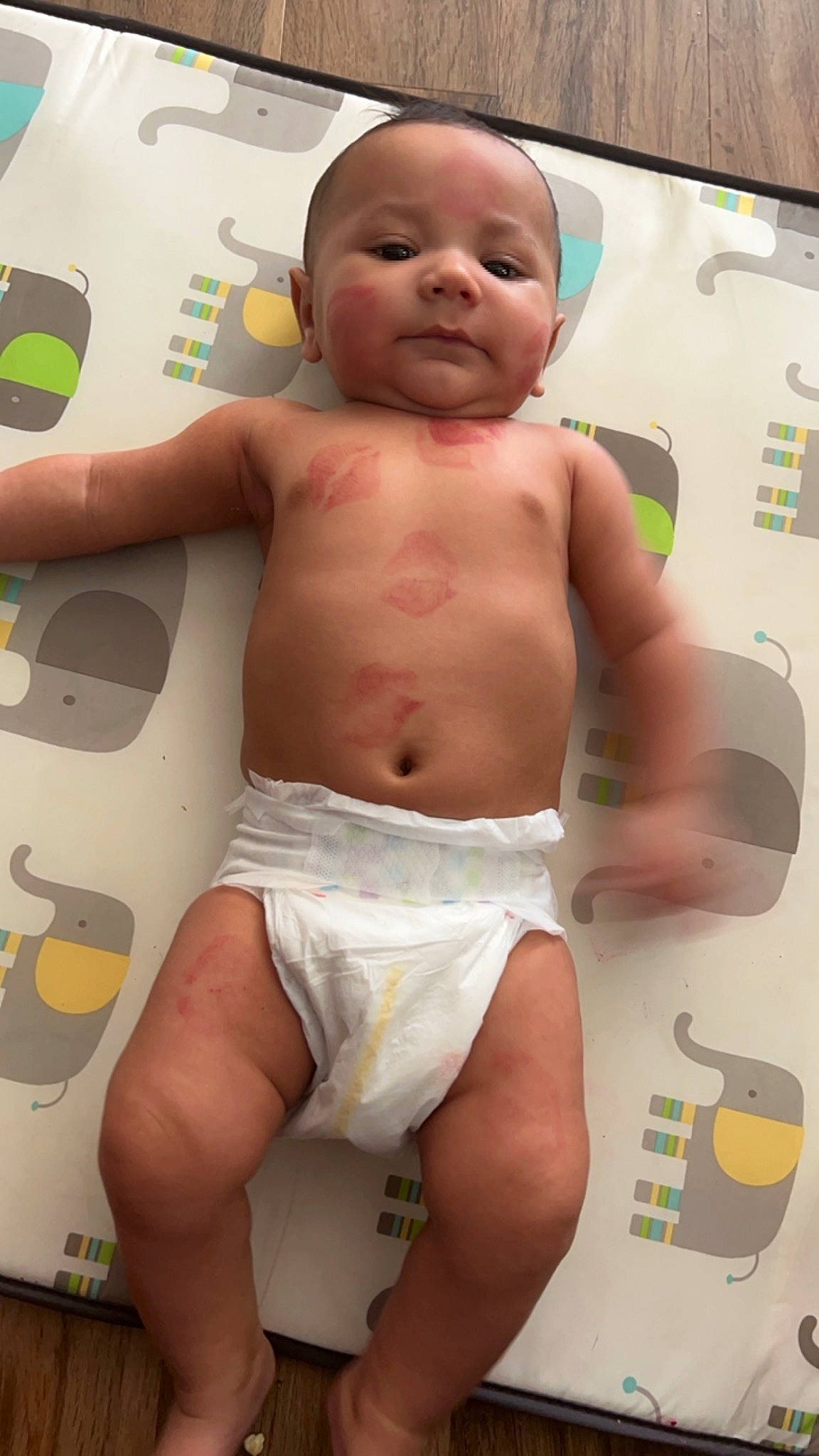 Wyatt is registered to the contest to win money with this photo: abdomen, baby, cheek, chest, child, diaper, human_body, knee, mouth, muscle, navel, neck, person, skin, smile, stomach, thigh, thumb, toddler, trunk
