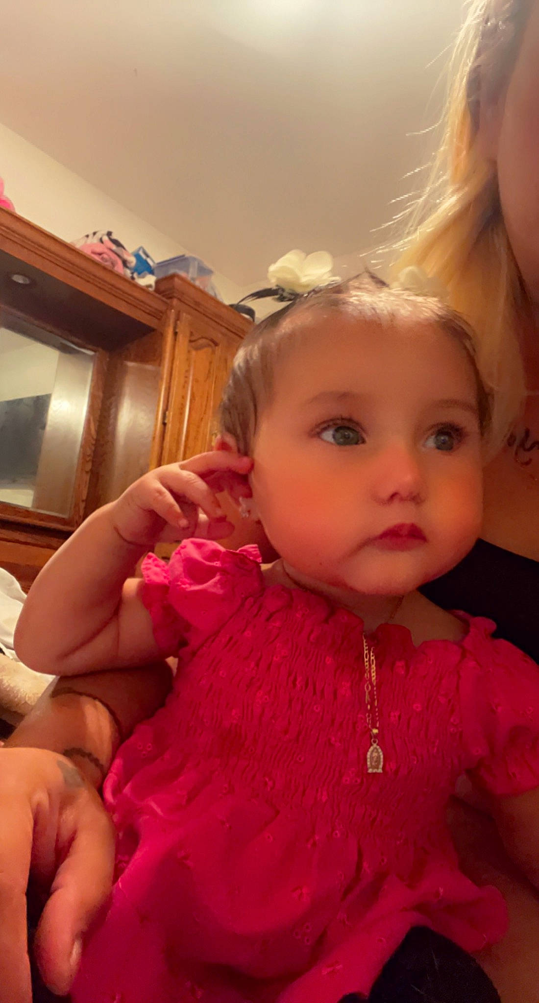 Izel joined the competition — help win amazing prizes! baby, baby_toddler_clothing, cheek, child, comfort, ear, event, eyelash, fun, happy, iris, lip, magenta, nose, person, pink, room, sitting, skin, sleeve