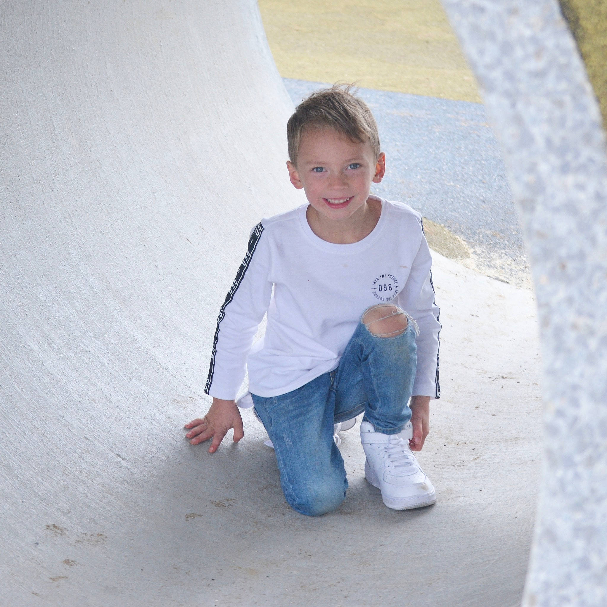 Jaylon joined the competition — help win amazing prizes! baby, blue, child, fun, joy, people, person, photography, play, smile, standing, t_shirt, toddler, vacation, white