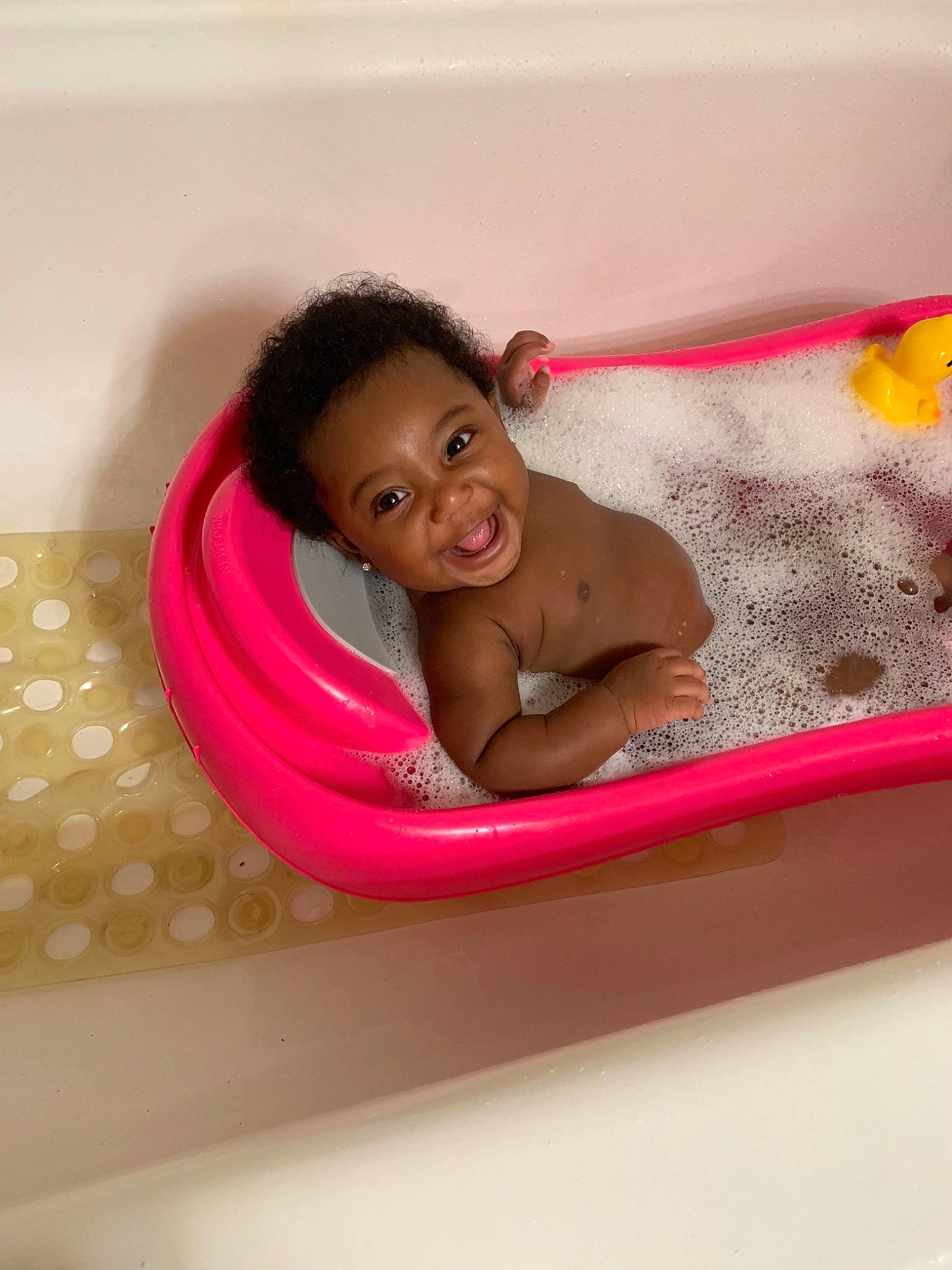 Nuri joined the competition — help win amazing prizes! baby_bathing, bathing, bathtub, child, joy, person, pink, plumbing_fixture, skin, toddler