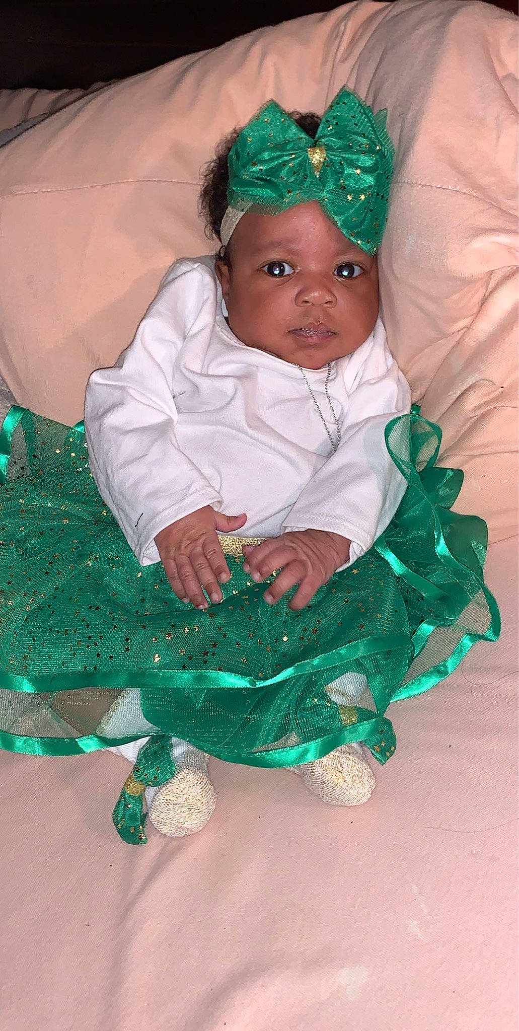 Kyleigh joined the competition — help win amazing prizes! baby, child, costume, green, hair_accessory, headpiece, headwear, person, toddler