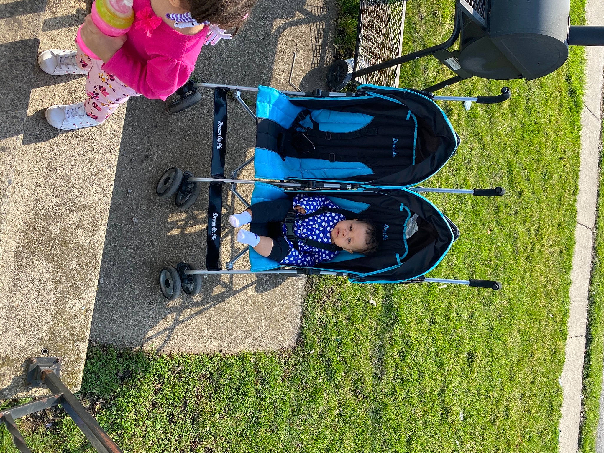 Mylie joined the competition — help win amazing prizes! clothing, electric_blue, fun, grass, grassland, jeans, lawn, leisure, person, plant, recreation, shadow, shoe, soil, t_shirt, tire, toddler, tree, vehicle, walking_shoe