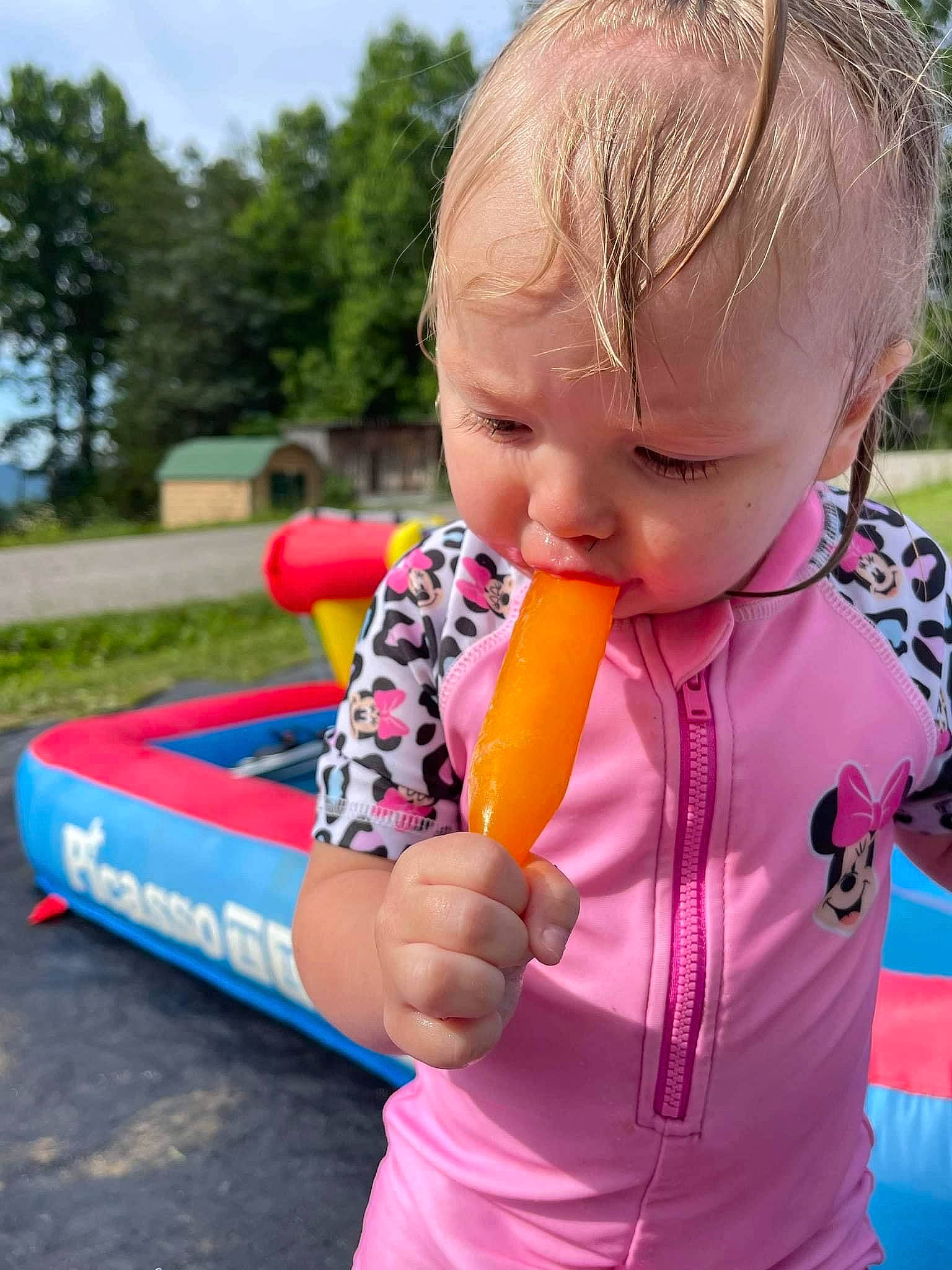 Harper joined the competition — help win amazing prizes! baby, baby_playing_with_toys, baby_products, baby_toddler_clothing, biting, child, fun, grass, happy, human_body, leisure, outdoor_play_equipment, person, plant, play, recreation, sky, toddler, tree, vacation