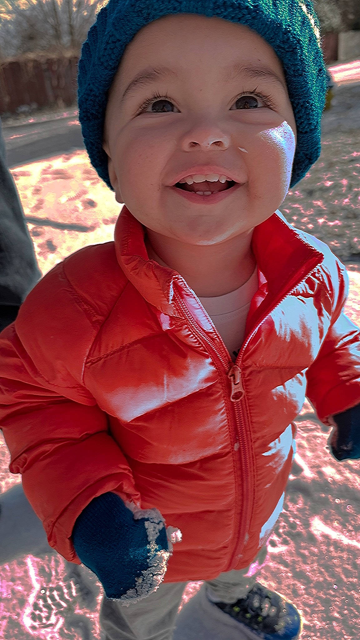 Greyson joined the competition — help win amazing prizes! blue, chin, eye, face, facial_expression, happy, hat, head, headwear, human, light, lip, mouth, nose, organ, person, photograph, pink, skin, sleeve