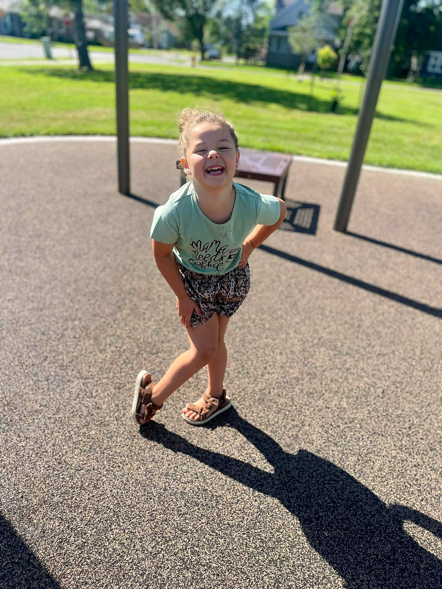 Haisley joined the competition — help win amazing prizes! asphalt, city, fun, grass, grass_family, happy, joy, leisure, people_in_nature, person, plant, public_space, recreation, road, road_surface, shorts, sidewalk, smile, standing, t_shirt