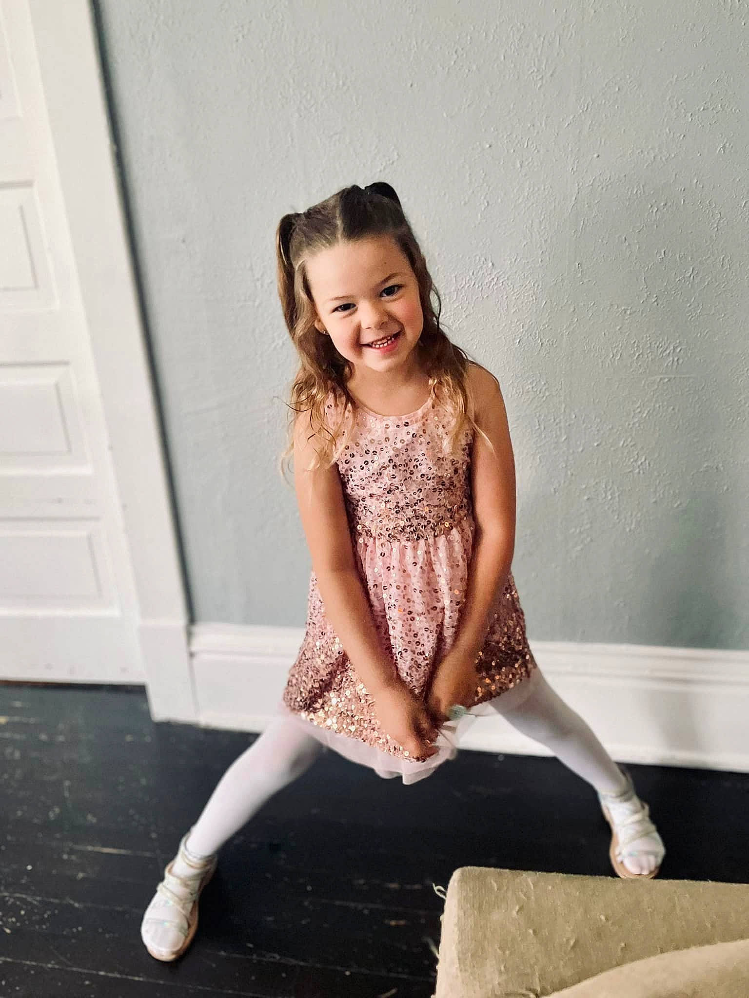 Haisley joined the competition — help win amazing prizes! blond, door, dress, fashion_design, fashion_model, flash_photography, flooring, happy, human_leg, joint, joy, knee, leg, neck, person, shoe, shoulder, sleeve, smile, thigh