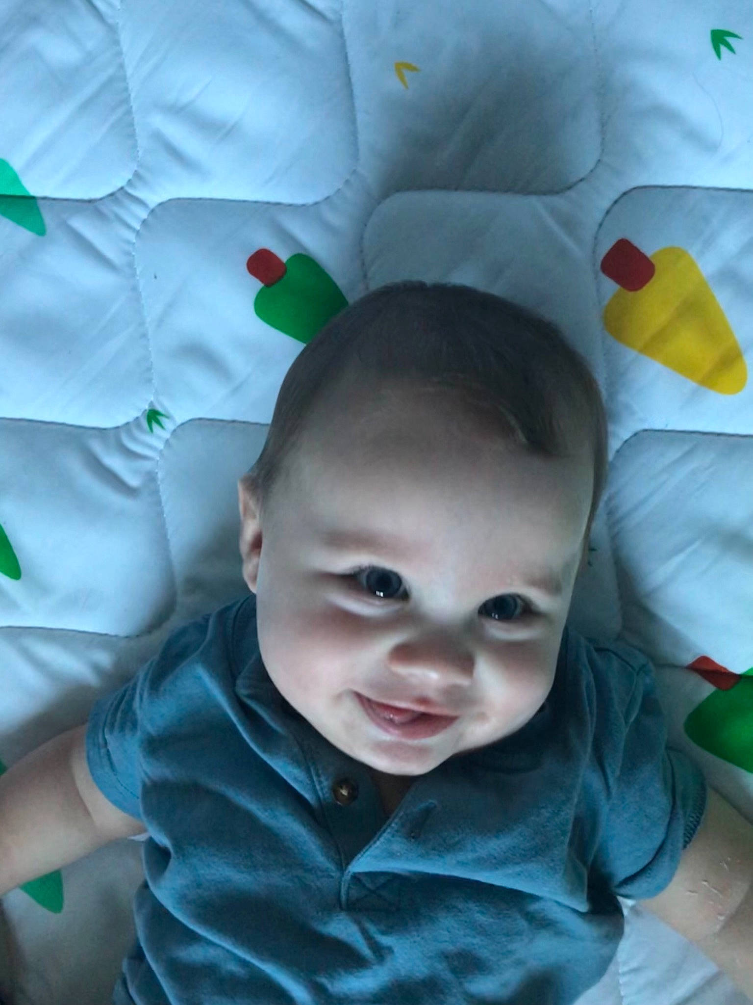 Ivan joined the competition — help win amazing prizes! baby, baby_toddler_clothing, cheek, child, comfort, fun, green, happy, iris, linens, mouth, nose, pattern, person, product, room, sitting, skin, sleeve, smile