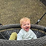 George joined the competition — help win amazing prizes! child, toddler, swing, playground, smile, happy, outdoor, rope, blonde_hair, blue_eyes, clothing, white_shirt, green_pants, seat, fun, joy, person, face, daylight, expression