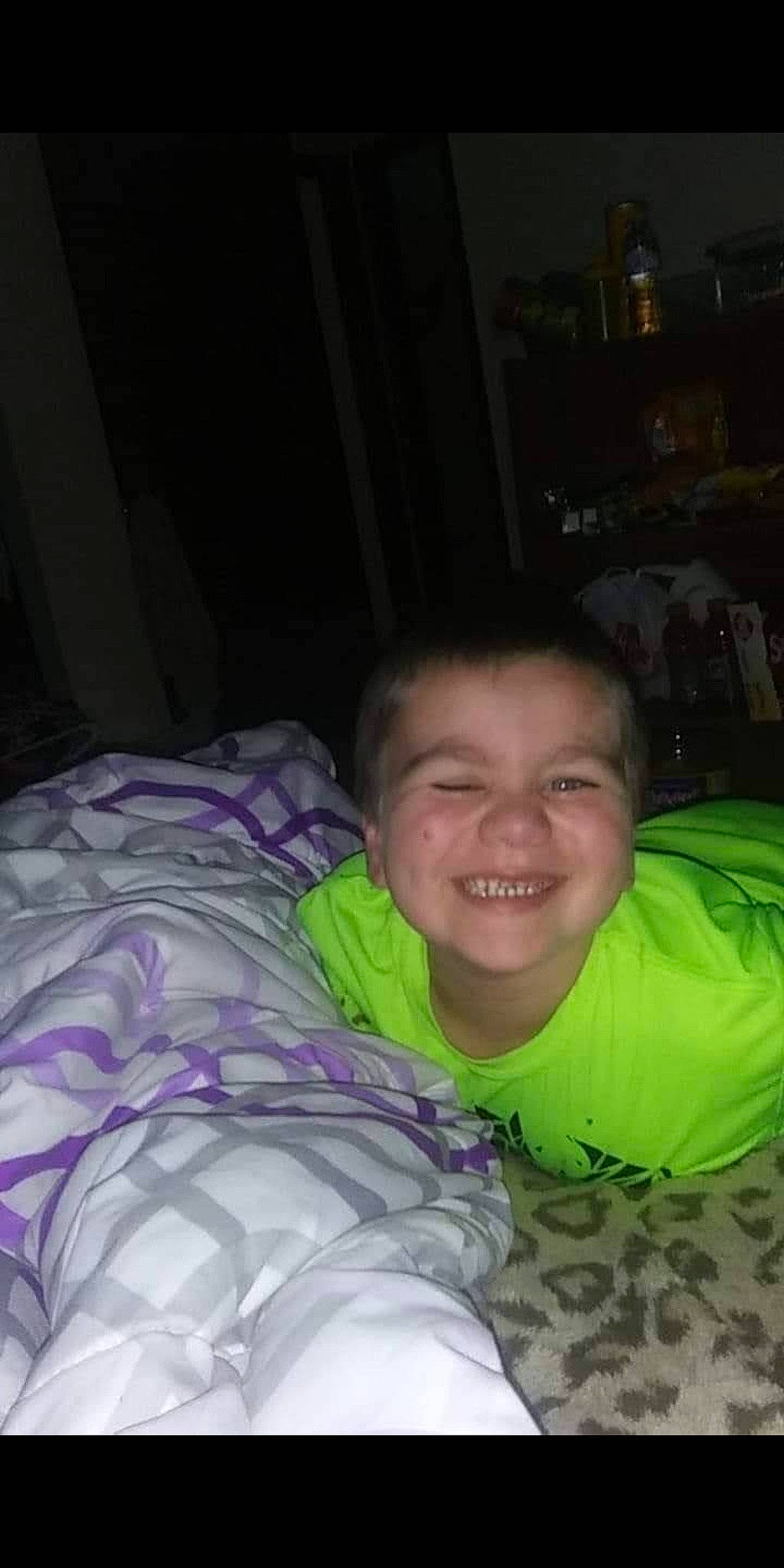 Nathaniel joined the competition — help win amazing prizes! cheek, child, comfort, eye, face, fun, happy, head, joy, laugh, linens, mouth, night, nose, person, purple, room, sitting, sleeve, smile