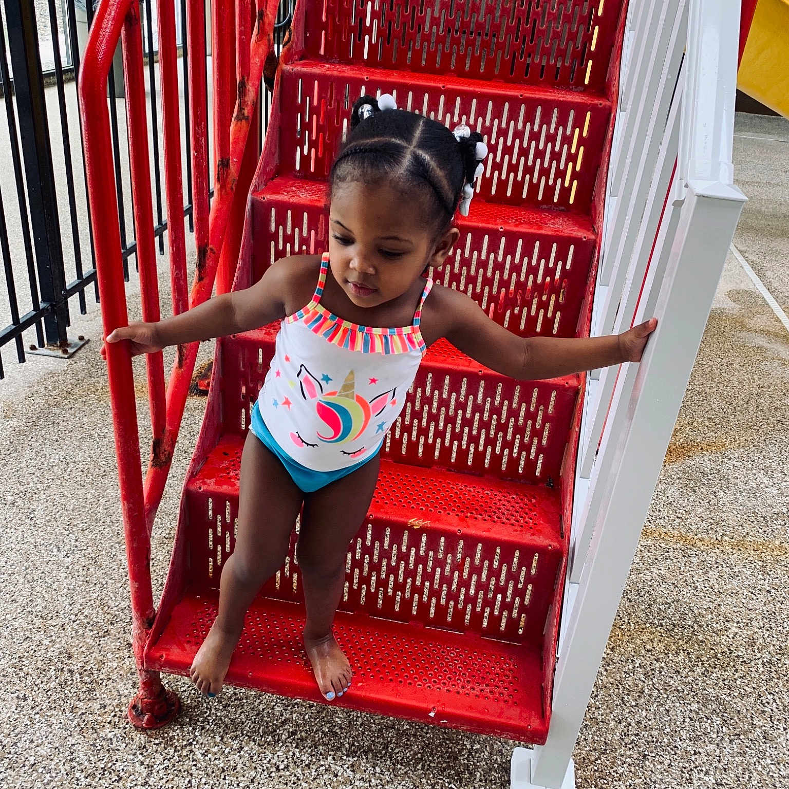 Iyanna joined the competition — help win amazing prizes! baby, chair, child, fun, furniture, person, play, product, red, toddler, vacation, vehicle