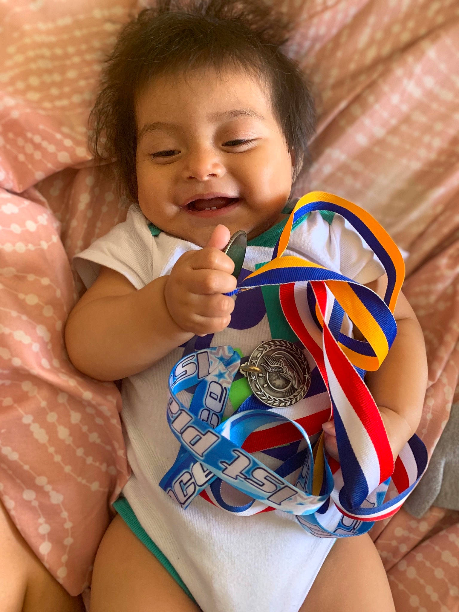 Allyson is registered to the contest to win money with this photo: baby, child, fun, happy, mouth, neck, nose, person, play, skin, smile, thigh, toddler