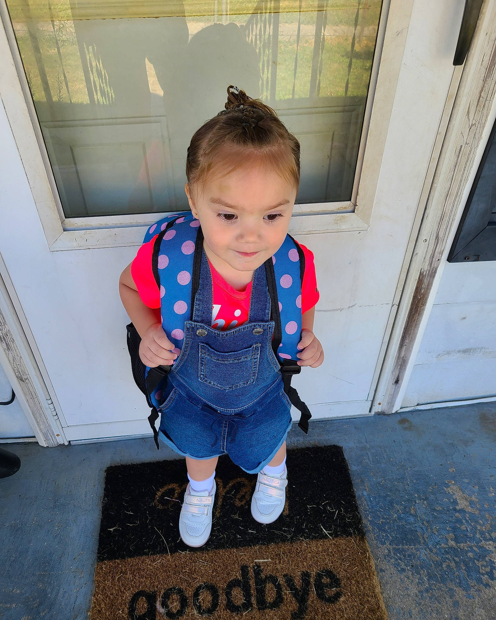 Allison is registered to the contest to win money with this photo: baby, baby_products, baby_toddler_clothing, child, concrete, denim, electric_blue, floor, flooring, fun, joy, pattern, person, play, sitting, sleeve, standing, t_shirt, toddler, vacation