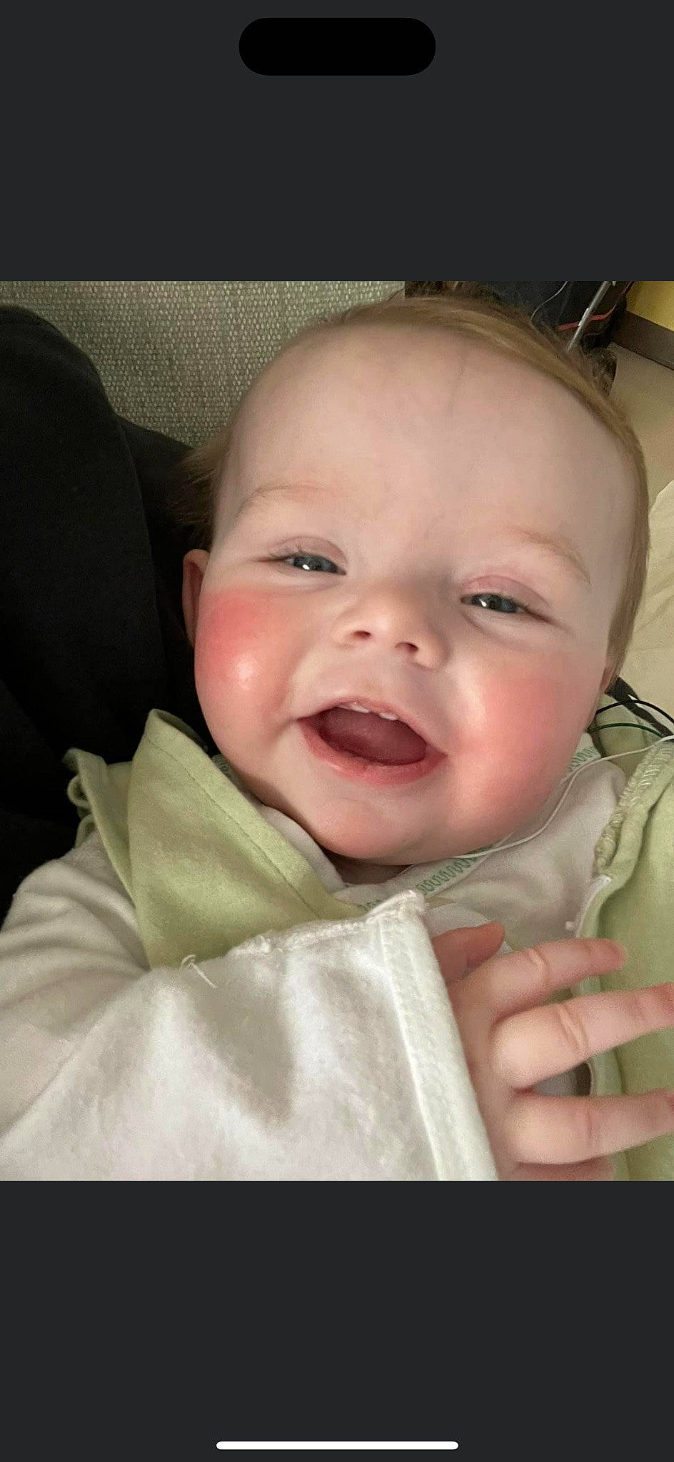 Natalie is registered to the contest to win money with this photo: baby, baby_toddler_clothing, cheek, chin, comfort, ear, eyebrow, eyelash, face, gesture, happy, iris, lip, mouth, nose, person, skin, sleeve, smile, thumb