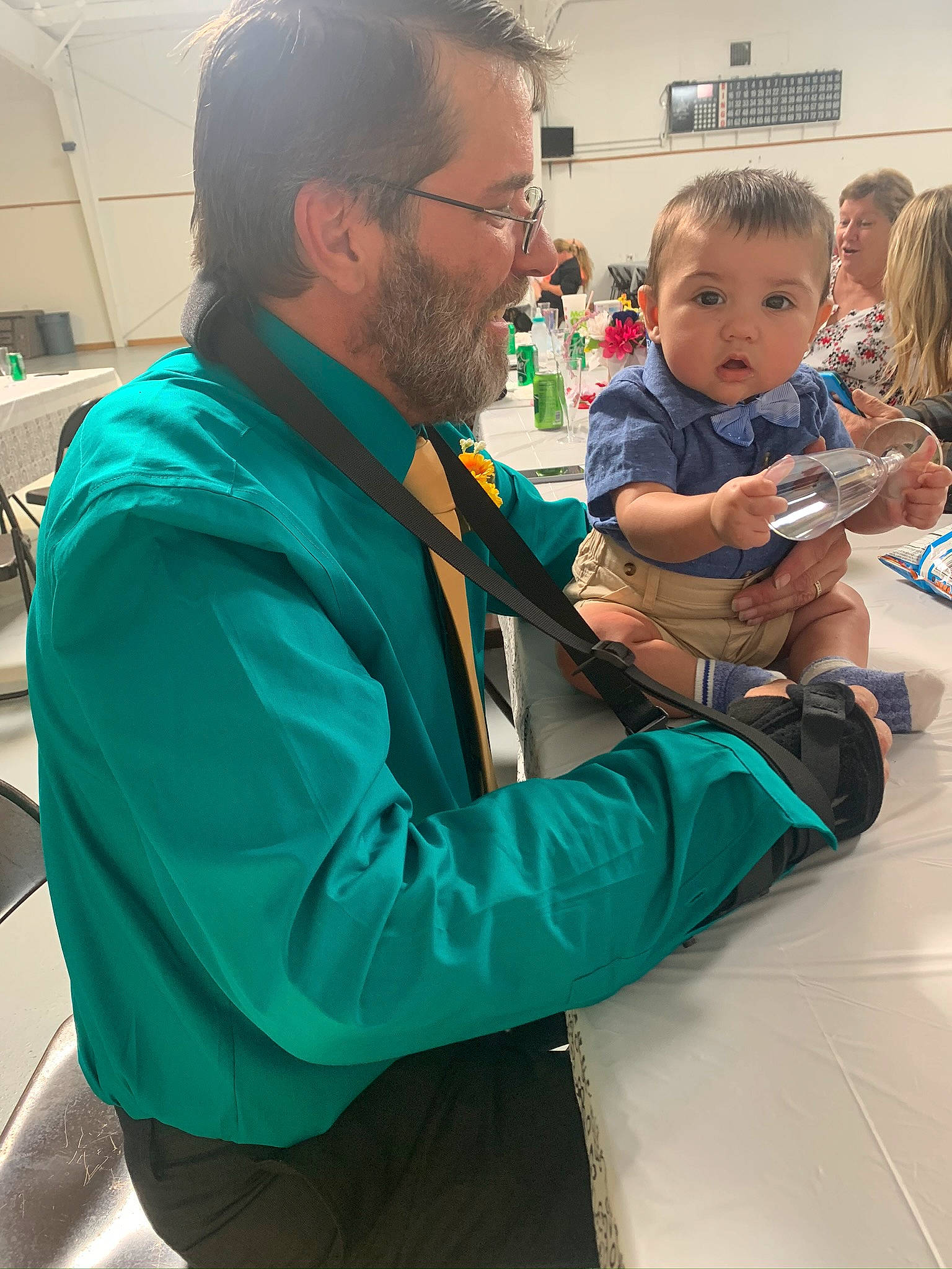 Liam joined the competition — help win amazing prizes! baby, beard, electric_blue, event, eyewear, face, fun, glass, glasses, grandparent, happy, hat, leisure, person, personal_protective_equipment, recreation, room, service, sitting, t_shirt