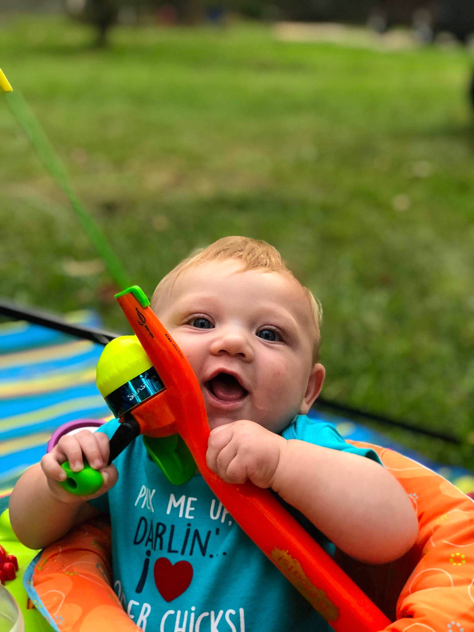 Jaxon joined the competition — help win amazing prizes! baby, child, fun, grass, gun, happy, leisure, person, play, product, recreation, summer, toddler, water_gun