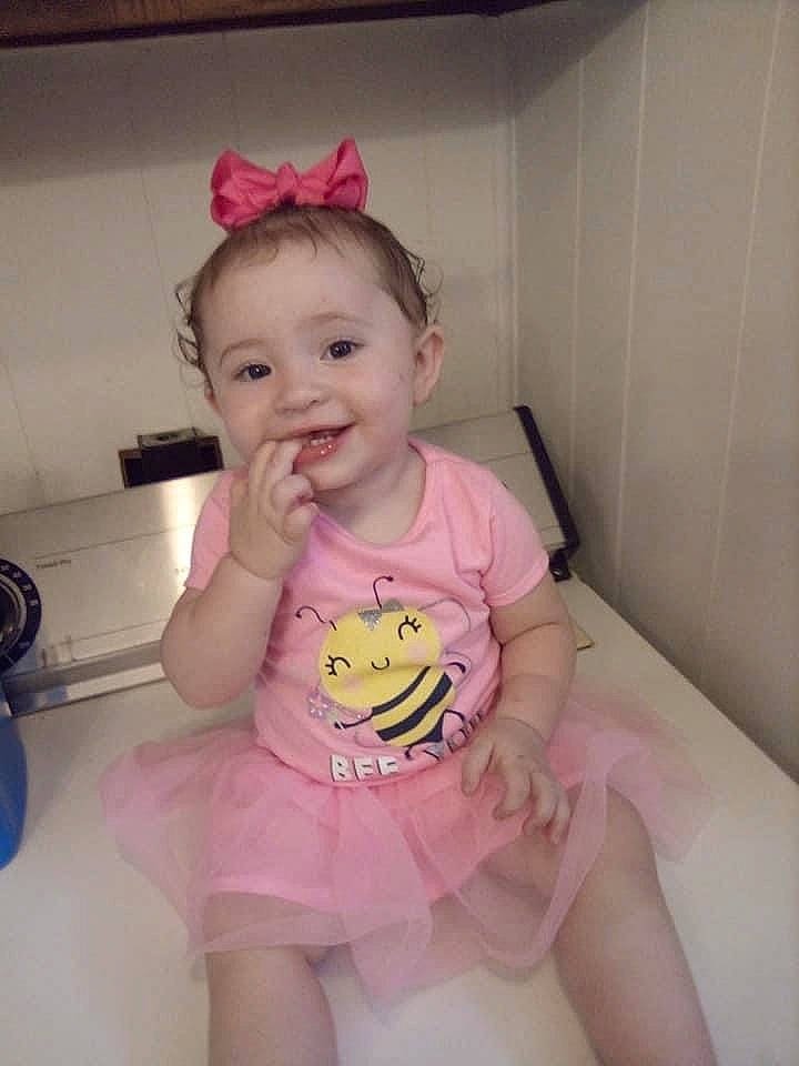 Athena joined the competition — help win amazing prizes! baby, baby_toddler_clothing, cheek, child, costume, hair_accessory, head, joy, person, pink, skin, smile, toddler