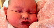 Rhiannon joined the competition — help win amazing prizes! baby, bedding, blanket, close_up, clothing, cozy, eyes_closed, face, head, hospital, indoors, infant, newborn, peaceful, photography, pink, portrait, sleeping, swaddle, white
