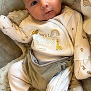 Archie joined the competition — help win amazing prizes! baby, infant, onesie, baby_clothes, face, eyes, seat, blanket, soft_texture, newborn, cute, comfort, gaze, portrait, indoor, child, small, adorable, resting, baby_bedding