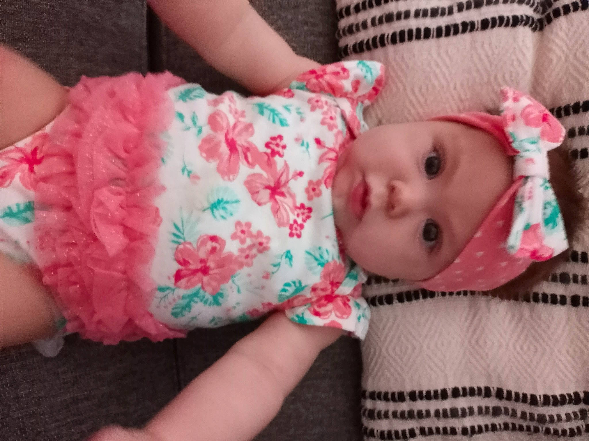 Octavia joined the competition — help win amazing prizes! baby, baby_products, baby_toddler_clothing, cheek, child, comfort, eyelash, head, headwear, human_leg, iris, linens, lip, nose, pattern, person, pink, skin, sleeve, thigh