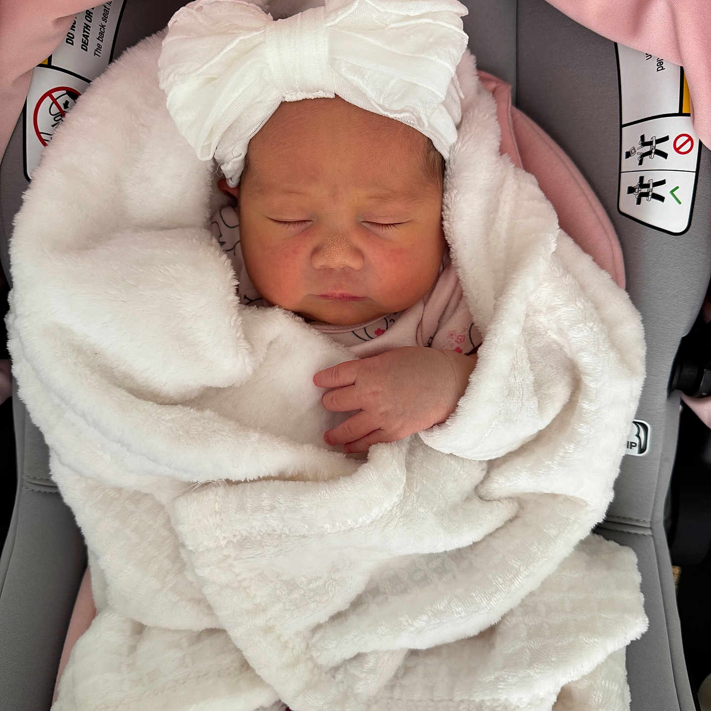 Mazzy is registered to the contest to win money with this photo: baby, bed, blanket, car, clothing, crib, cushion, face, furniture, hat, head, homedecor, infantbed, newborn, person, photography, portrait, sleeping, transportation, vehicle