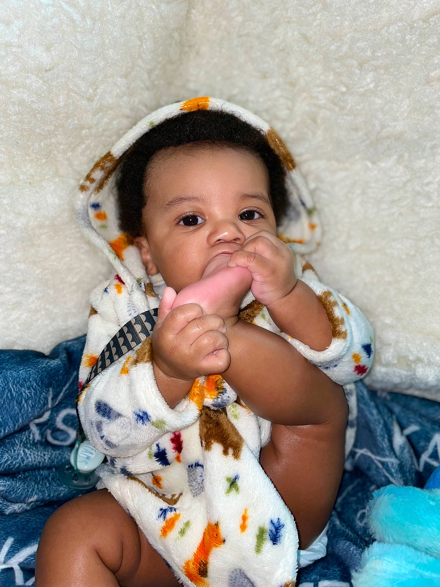 Karson joined the competition — help win amazing prizes! baby, baby_products, baby_toddler_clothing, cheek, child, eye, eyelash, fun, happy, head, iris, linens, lip, nail, nose, person, sitting, skin, sweetness, thumb