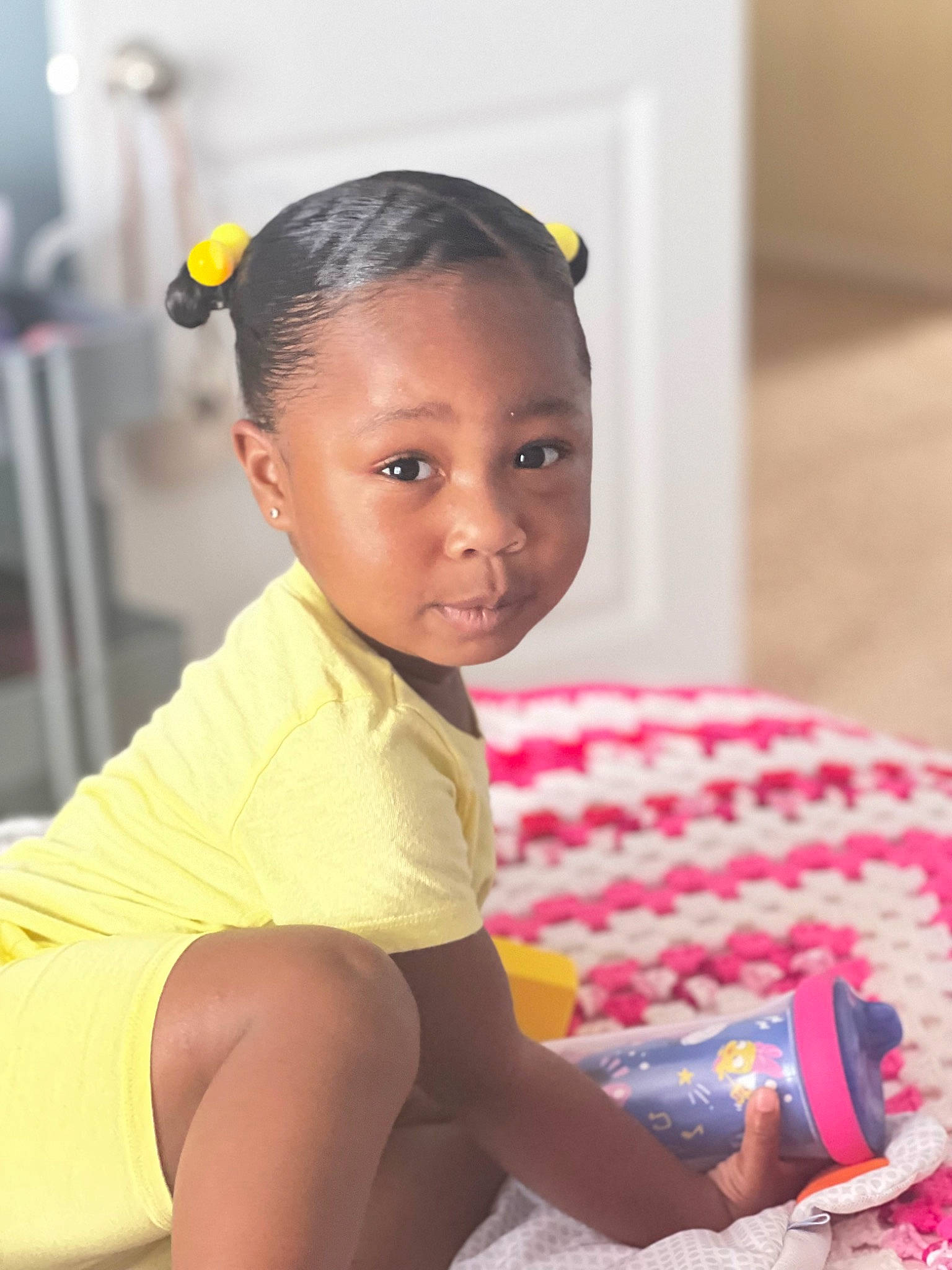 Zora joined the competition — help win amazing prizes! abdomen, baby, baby_playing_with_toys, baby_toddler_clothing, cheek, child, eyelash, fun, happy, human_leg, leisure, neck, person, room, sitting, sleeve, thigh, toddler