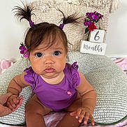 Maria is registered to the contest to win money with this photo: baby, bodypart, couch, cushion, face, finger, flower, flowerarrangement, flowerbouquet, furniture, hand, head, homedecor, newborn, person, photography, plant, portrait, purple, sitting