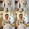 Elio participe au concours pour gagner de l'argent avec cette photo : bunny, child, childhood, collage, cute, decor, furniture, happy, home, indoor, laughing, living_room, person, playful, plush_toy, portrait, smiling, sweater, toddler, toy
