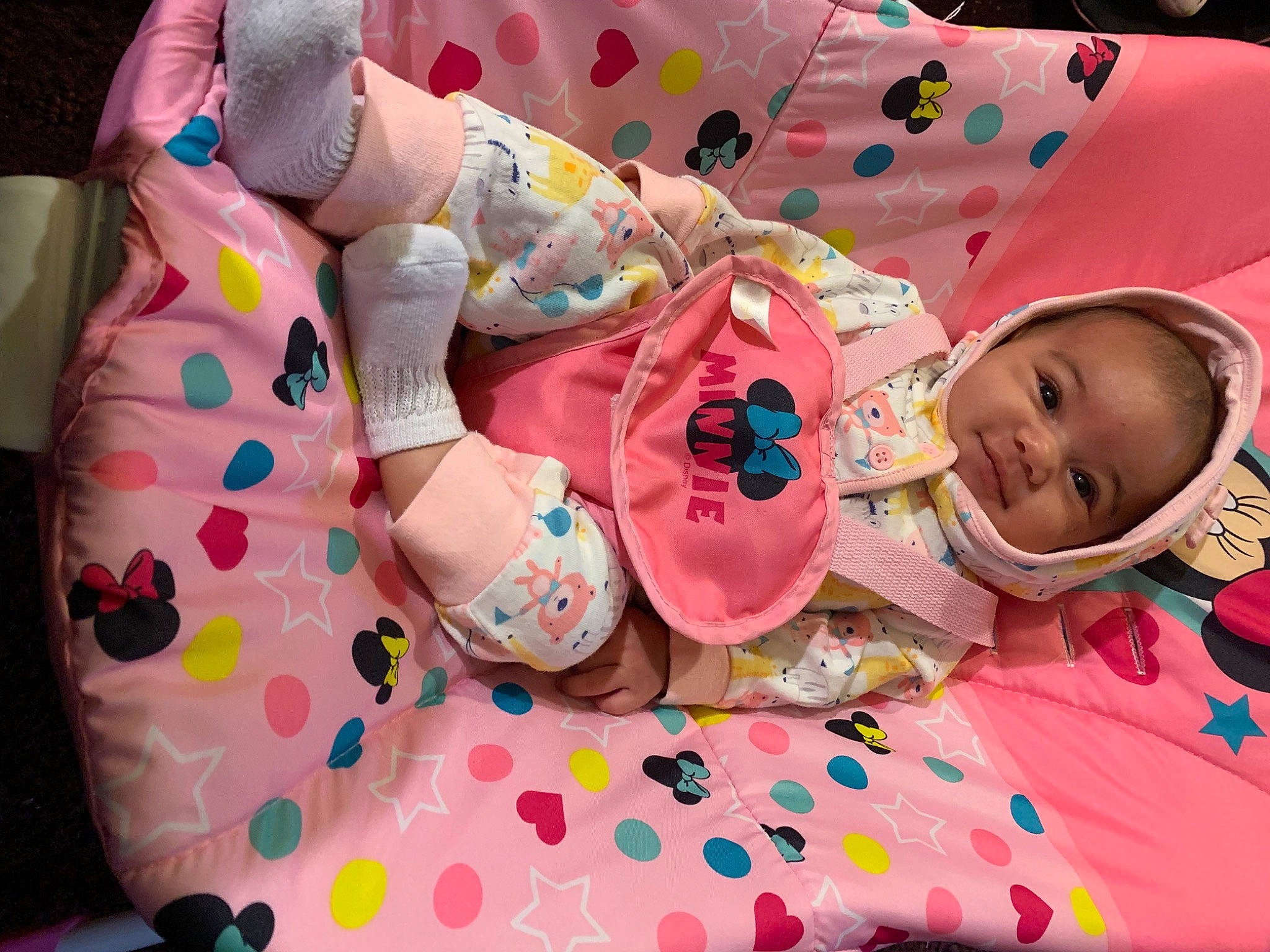 Mayah is registered to the contest to win money with this photo: baby, baby_products, baby_toddler_clothing, bedding, child, comfort, event, fun, happy, linens, magenta, nightwear, pattern, person, pink, play, room, sleeve, smile, textile