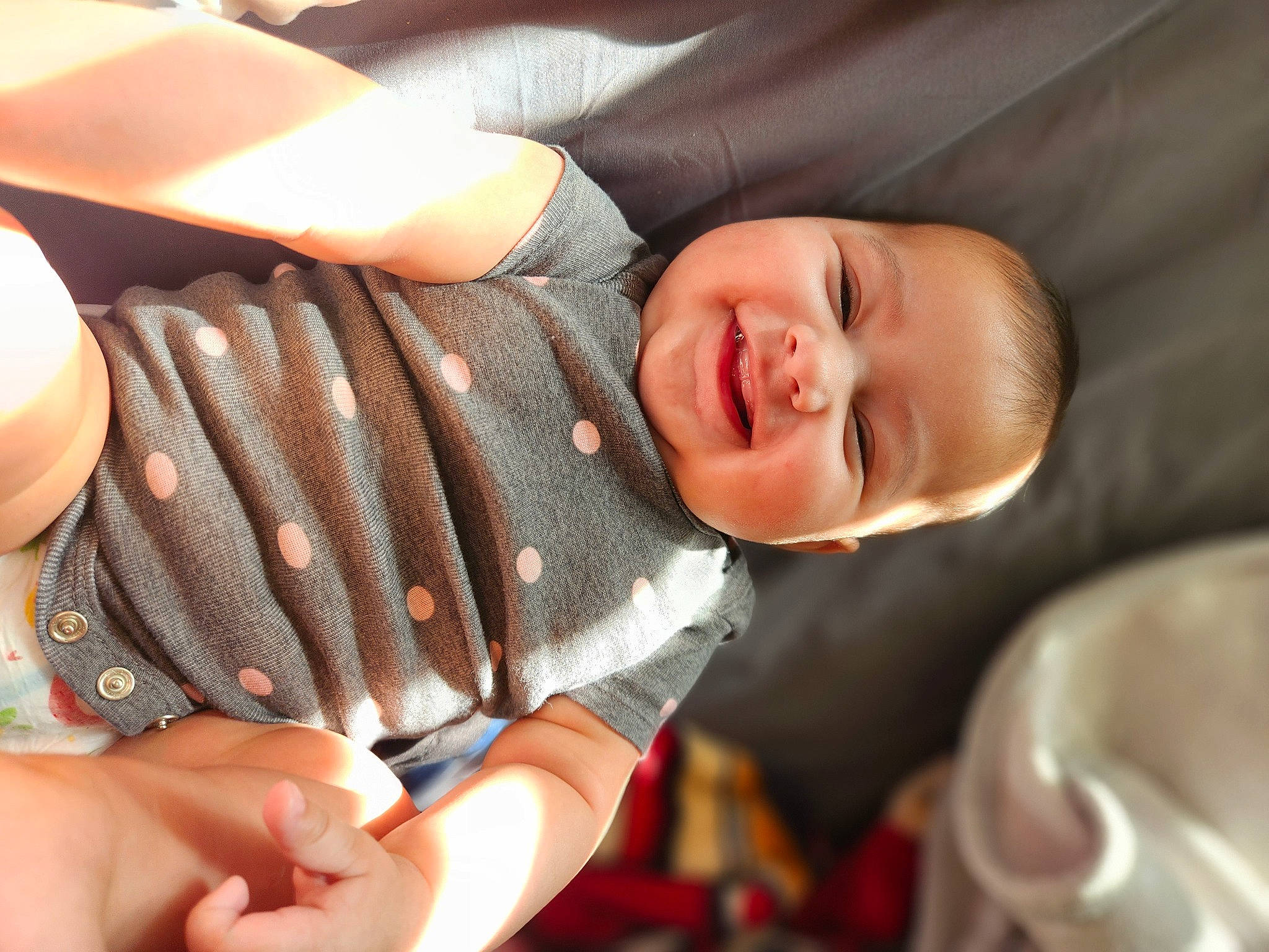 Rayna joined the competition — help win amazing prizes! baby, baby_toddler_clothing, child, comfort, finger, flash_photography, gesture, hand, happy, headgear, human_body, lip, nail, pattern, person, skin, sleeve, smile, thumb, toddler