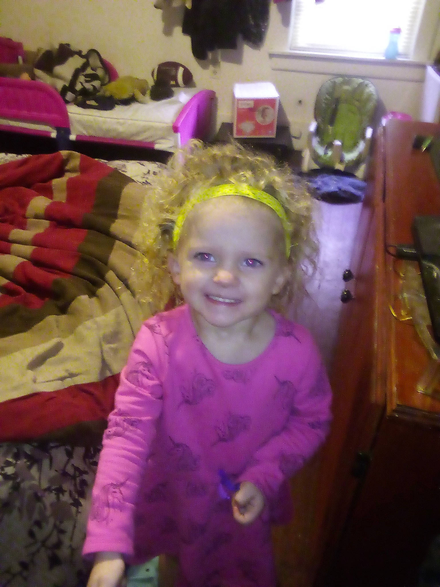 Arabella joined the competition — help win amazing prizes! child, ear, hair_accessory, joy, magenta, person, pink, purple, smile, toddler, violet