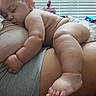arm, baby, child, closeup, comfort, cuddle, diaper, foot, hand, indoor, light, napping, parent, person, relaxation, rest, skin, sleeping, soft_light, window_blinds