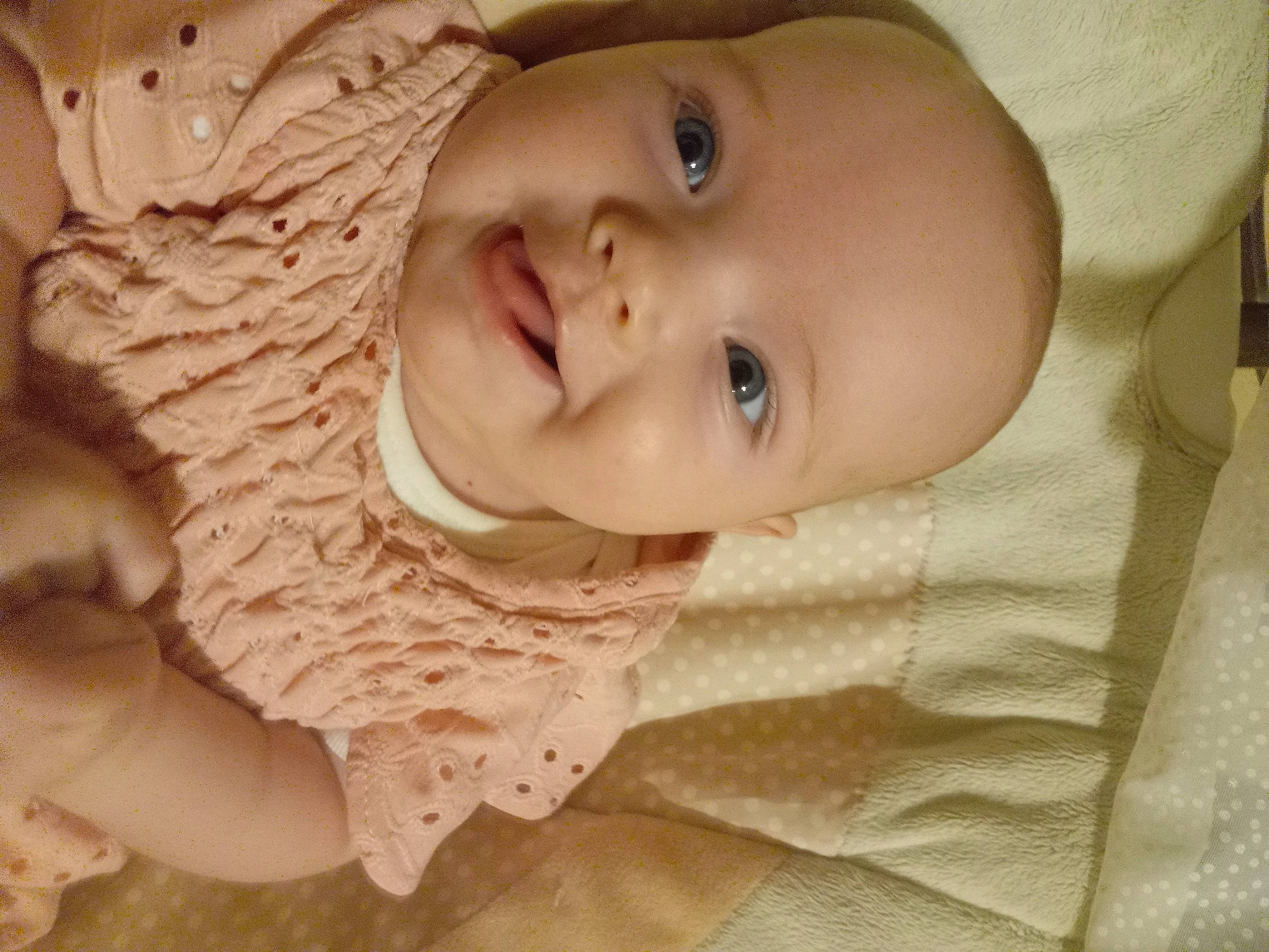 Lilly is registered to the contest to win money with this photo: baby, baby_toddler_clothing, cheek, child, comfort, eye, face, fashion_accessory, flash_photography, happy, head, headgear, human_body, iris, lip, nose, person, skin, sleeve, smile