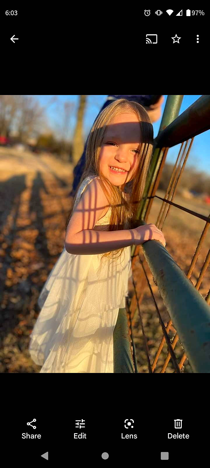 Kairi is registered to the contest to win money with this photo: brown_hair, child, dress, evening, flash_photography, fun, grass, happy, joy, landscape, leisure, long_hair, people_in_nature, person, plant, portrait_photography, recreation, sky, smile, tints_and_shades