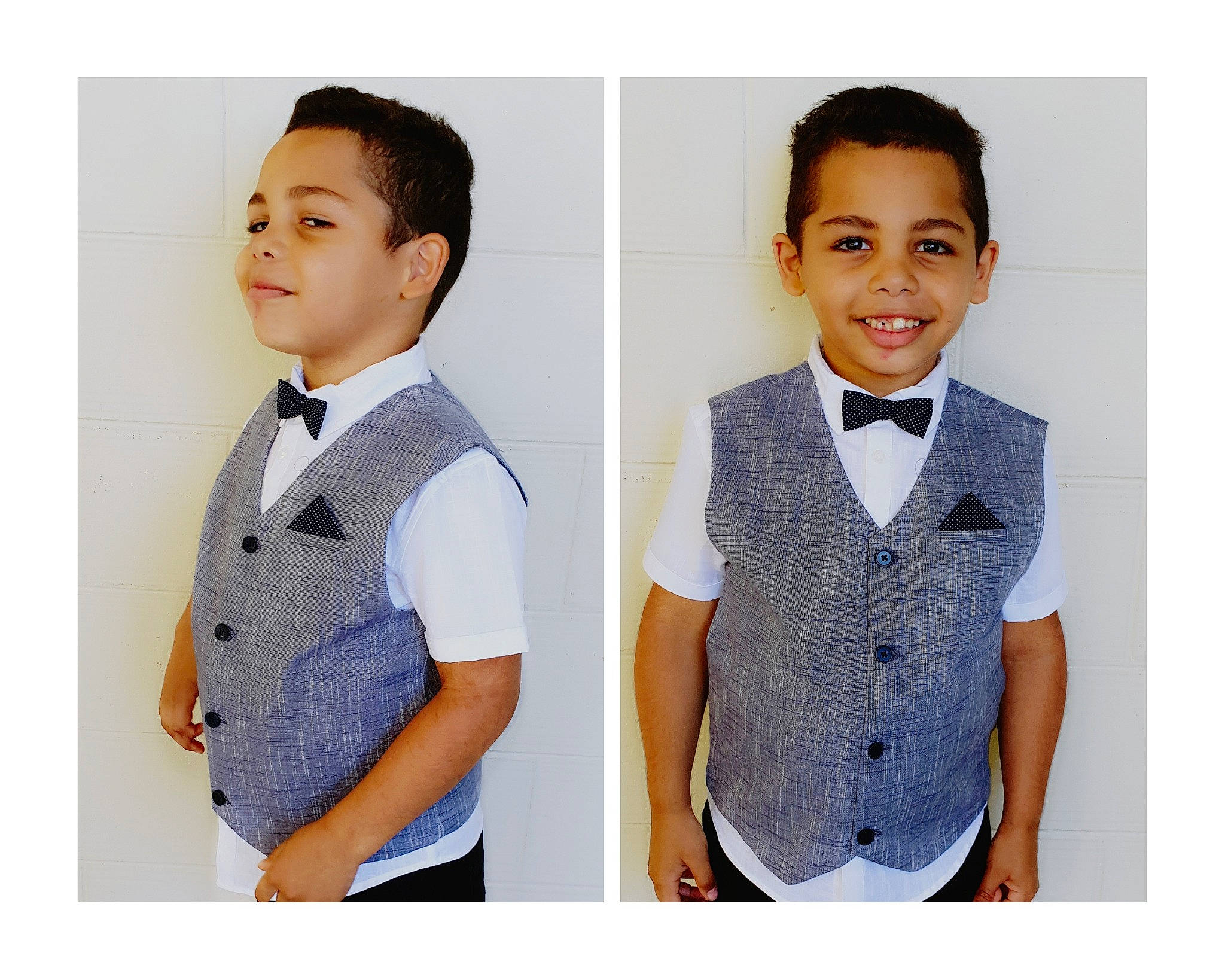 Trayzeke is registered to the contest to win money with this photo: blazer, blue, bow_tie, child, clothing, collar, formal_wear, gentleman, jacket, joy, male, neck, outerwear, person, sleeve, suit, sweater_vest, tie, toddler, tuxedo
