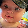 baby, child, face, hat, sparkle, pink, dress, closeup, portrait, cute, chubby_cheeks, big_eyes, fashion, apparel, headwear, person, skin, infant, expression, adorable