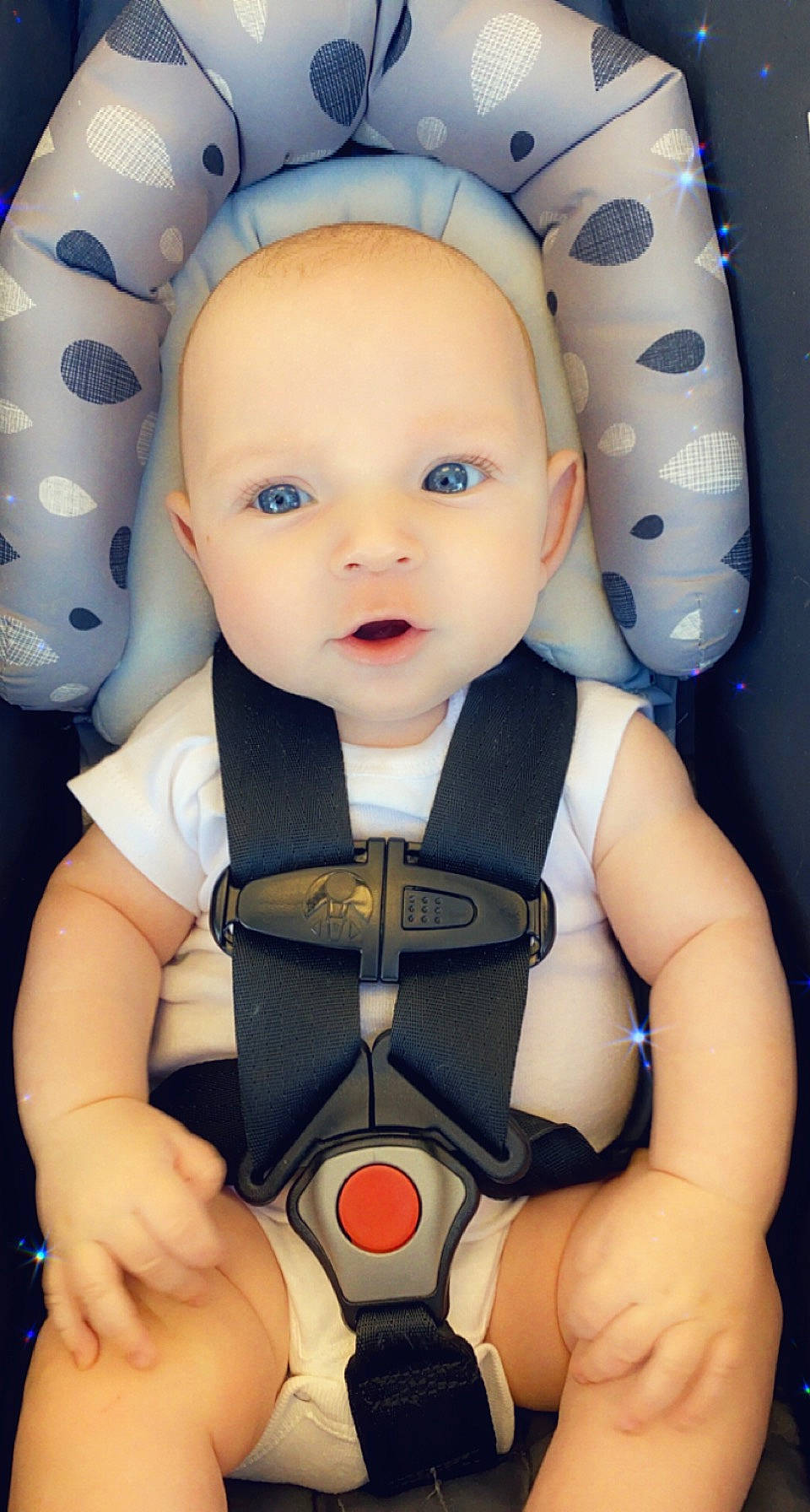 Nicholas is registered to the contest to win money with this photo: arm, baby, baby_toddler_clothing, blue, cheek, child, eye, face, head, human_body, mouth, nose, organ, outerwear, person, photograph, product, skin, toddler, white