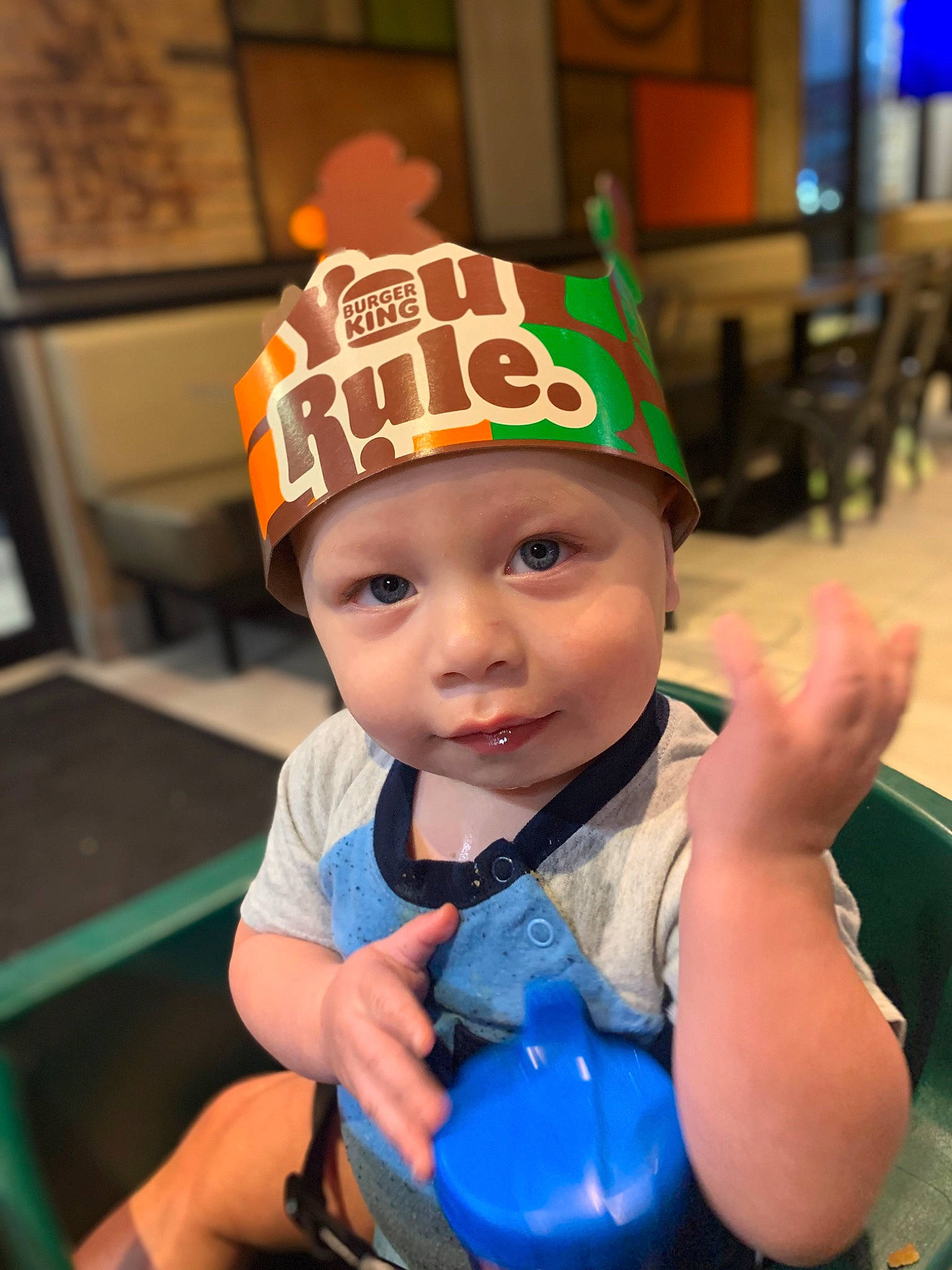 Graycen joined the competition — help win amazing prizes! baby, baby_toddler_clothing, baseball_cap, cap, chair, child, costume_hat, electric_blue, event, eye, fashion_accessory, fun, happy, hat, headwear, holiday, leisure, person, personal_protective_equipment, recreation