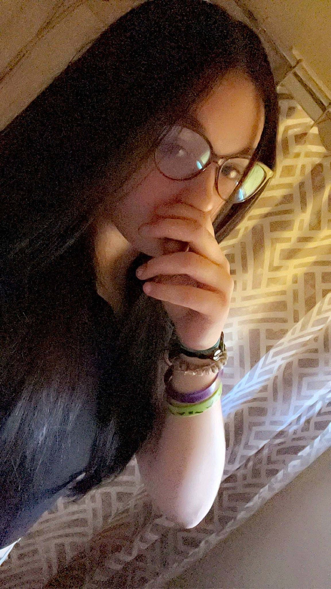 Anastasia is registered to the contest to win money with this photo: audio_equipment, black_hair, elbow, eyebrow, eyelash, eyewear, fashion_accessory, finger, fun, gesture, glass, glasses, hand, human_leg, jewellery, lip, nail, person, thumb, vision_care