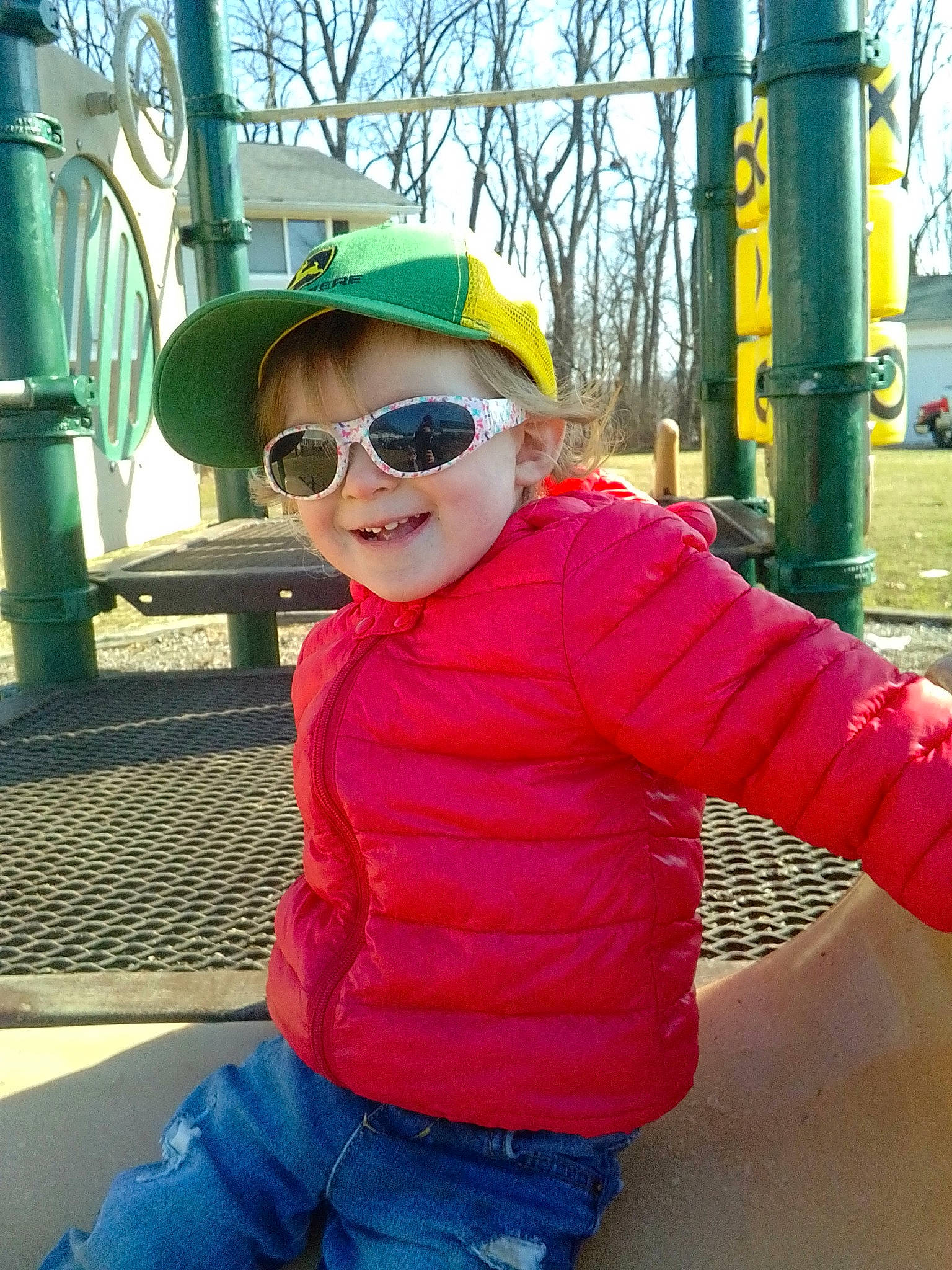 Ellyanna joined the competition — help win amazing prizes! baby_toddler_clothing, baseball_cap, cap, city, clothing, electric_blue, eyewear, fun, goggles, green, happy, jeans, joy, leisure, person, recreation, sleeve, smile, sunglasses, toddler
