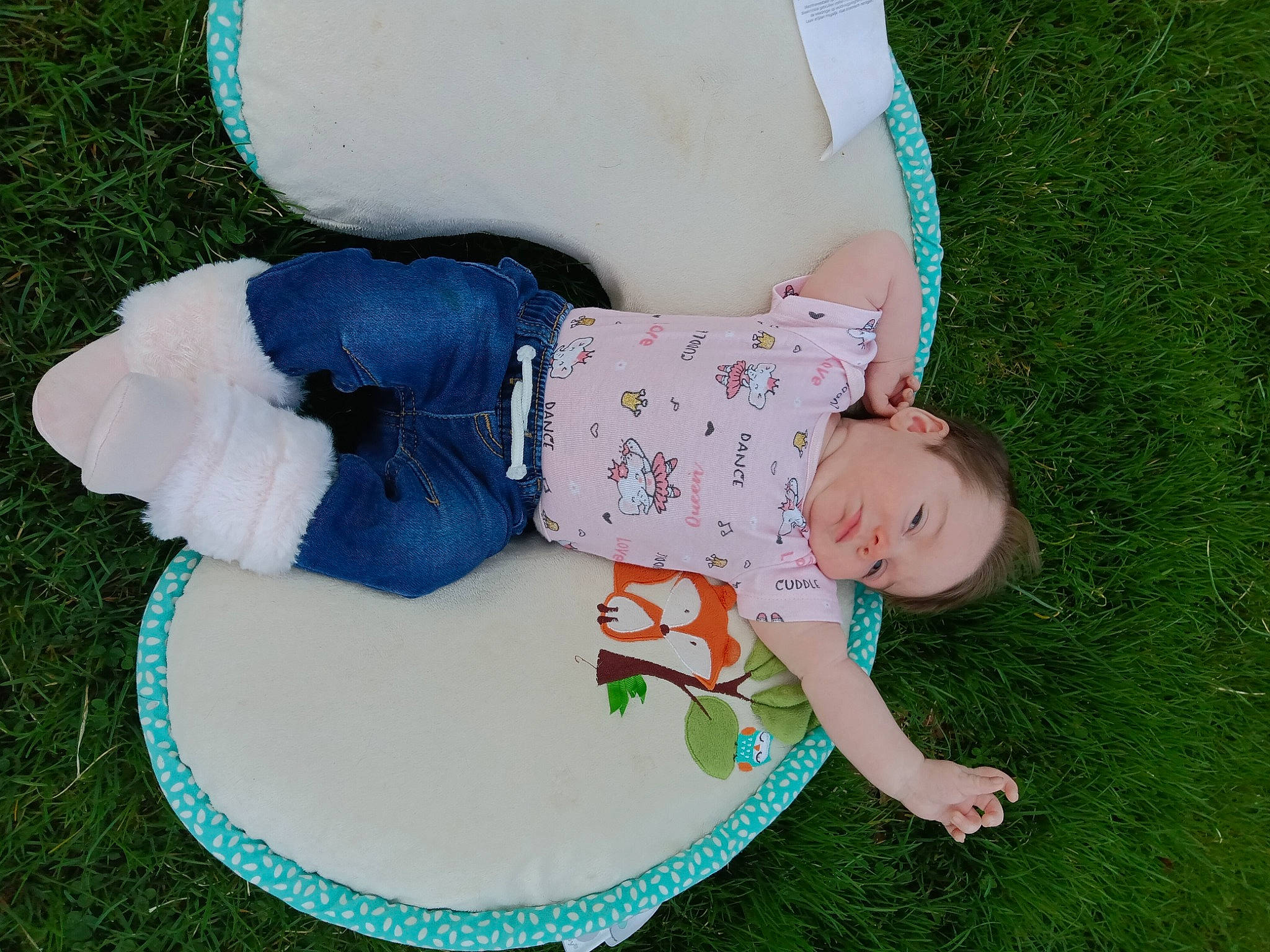 Avery joined the competition — help win amazing prizes! baby, baby_products, baby_toddler_clothing, child, fun, grass, happy, hat, headgear, human_body, lawn, leisure, pattern, people_in_nature, person, recreation, sitting, sun_hat, thigh, toddler