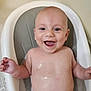 arm, baby, bath, bathtub, bubbles, child, chubby, clean, cute, face, happy, head, infant, joy, skin, smile, torso, wash, water, young