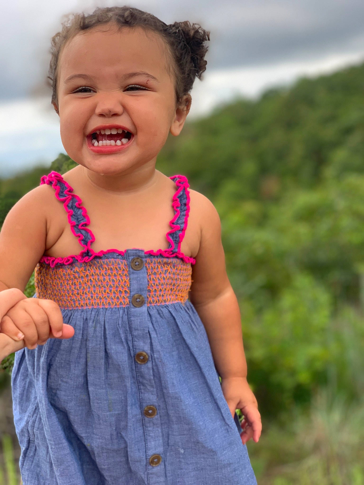 Isabella joined the competition — help win amazing prizes! arm, baby, baby_toddler_clothing, child, day_dress, dress, grass, happy, iris, joy, neck, pattern, people_in_nature, person, plant, shoulder, skin, sky, sleeve, smile