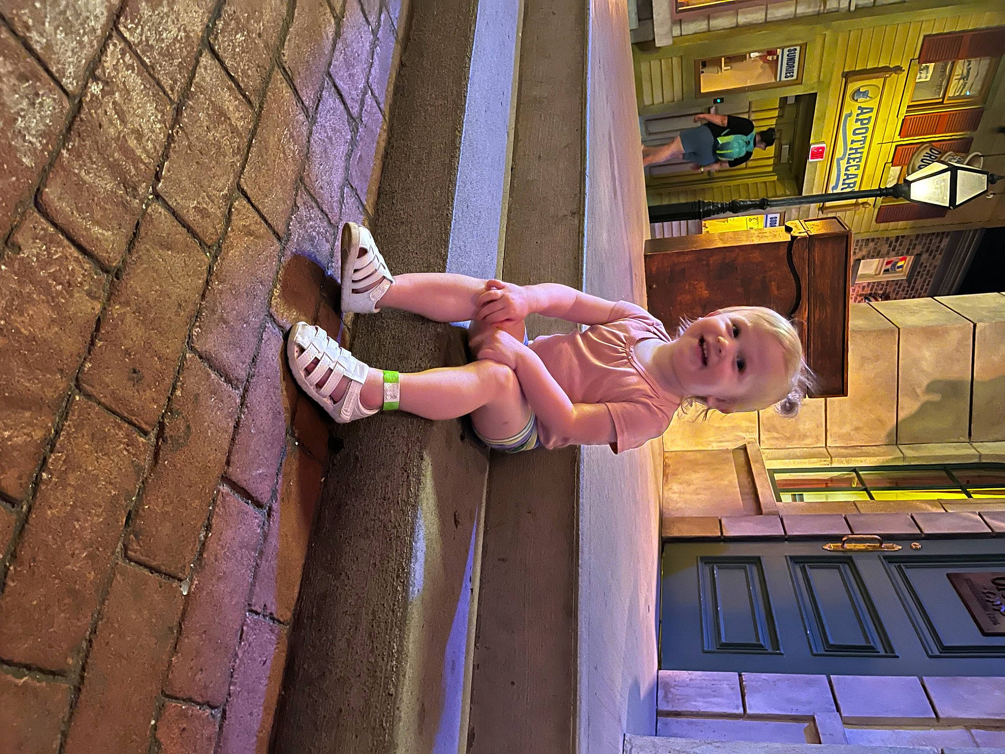 Jolene joined the competition — help win amazing prizes! brick, child, flooring, foot, fun, happy, human_leg, joy, leg, leisure, magenta, person, sandal, shelf, shorts, sitting, smile, standing, thigh, toddler
