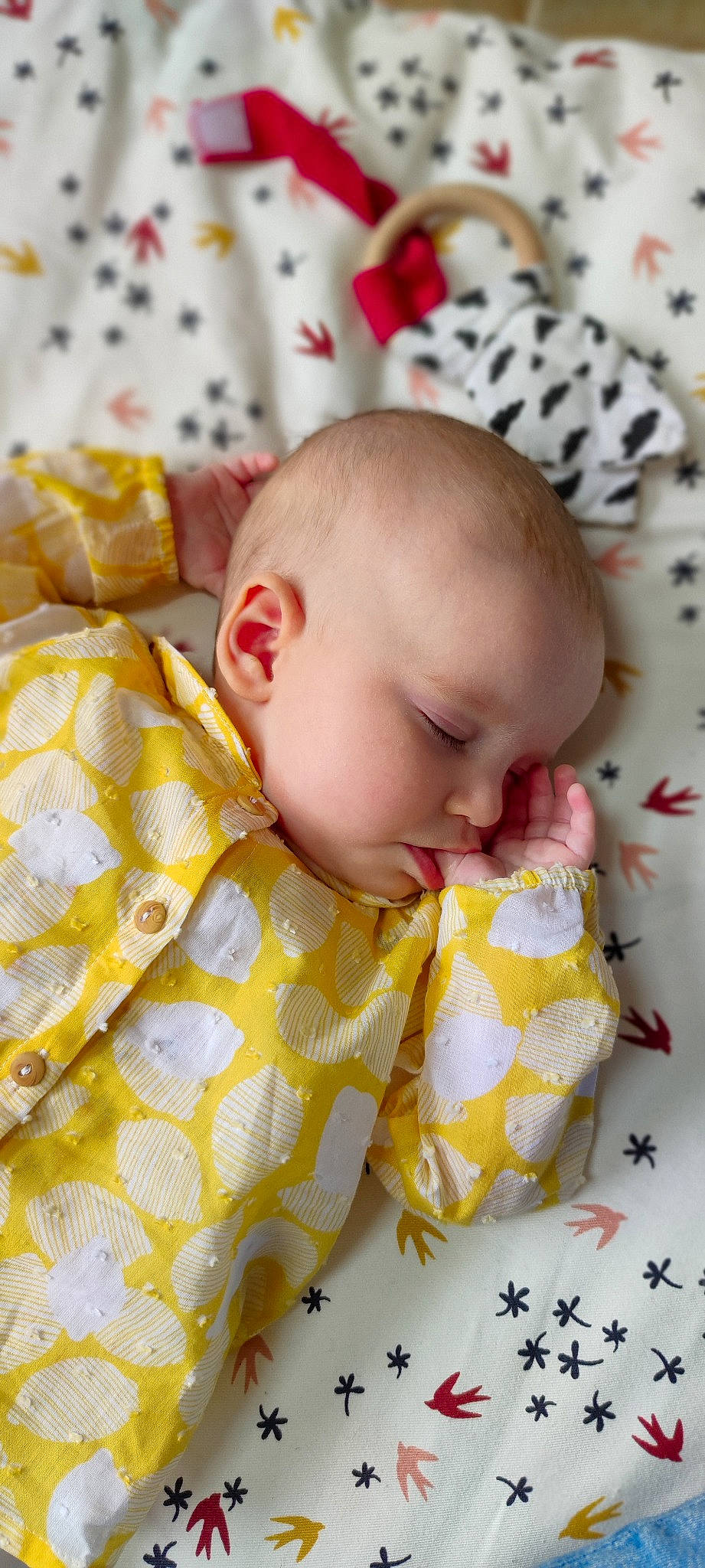 Célestine participe au concours pour gagner de l'argent avec cette photo : baby, baby_sleeping, baby_toddler_clothing, bedding, bedtime, cheek, child, chin, comfort, eye, face, facial_expression, happy, head, linens, pattern, person, skin, sleeve, textile