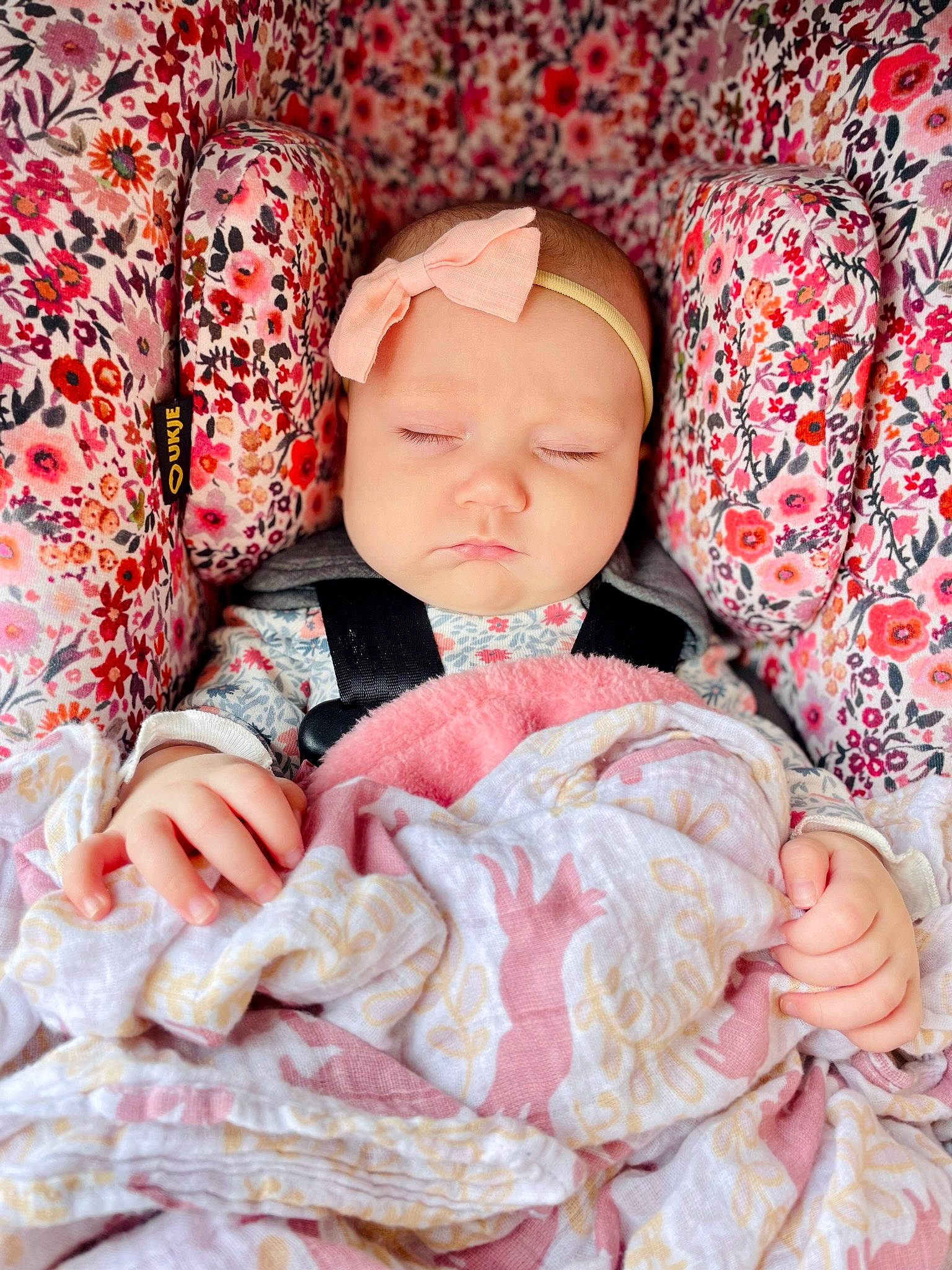 Macie is registered to the contest to win money with this photo: baby, baby_sleeping, baby_toddler_clothing, cheek, child, comfort, eye, fur, happy, linens, magenta, pattern, peach, person, petal, pink, skin, sleeve, sweetness, textile